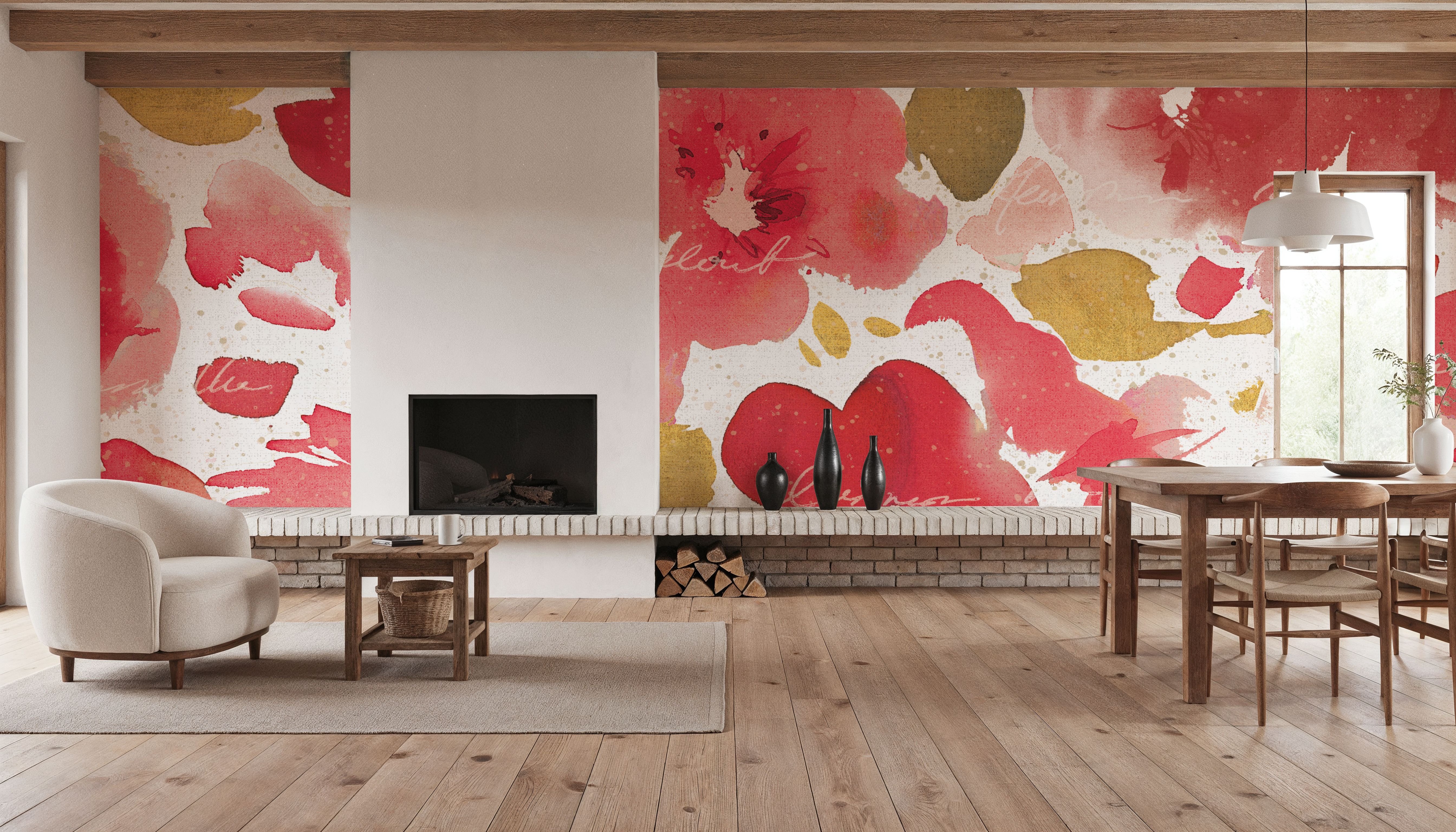 Floral Flow I Red Gold, Papel pintado