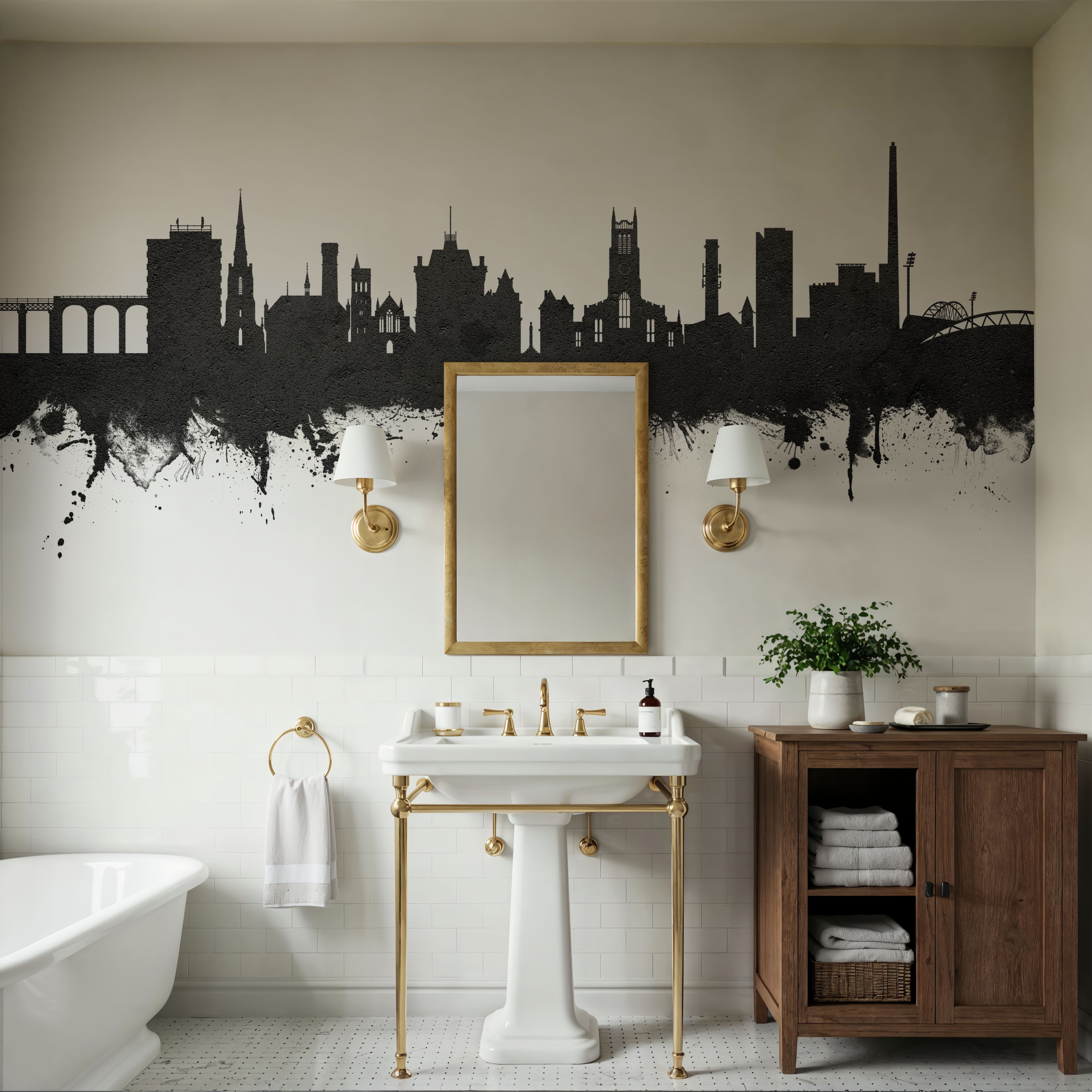 Huddersfield England Skyline Black & White