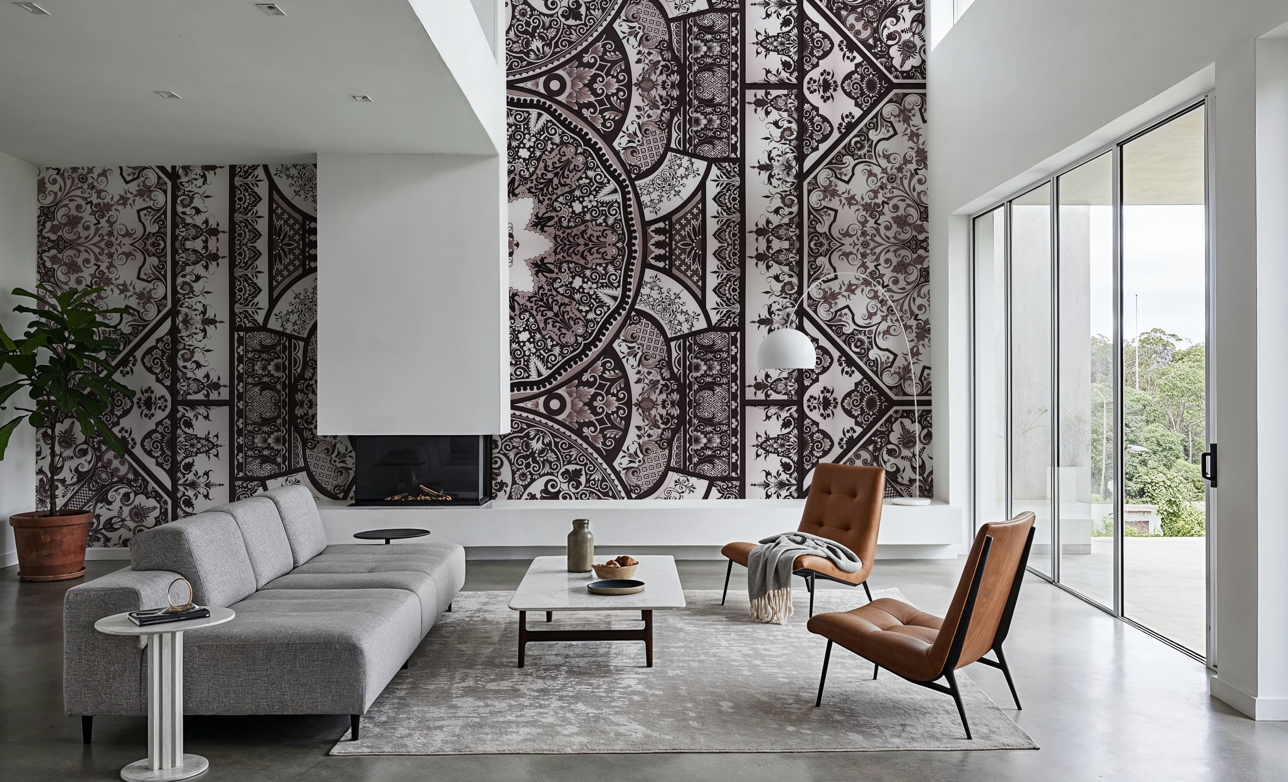 Eastern Tales, Brown, Wallpaper