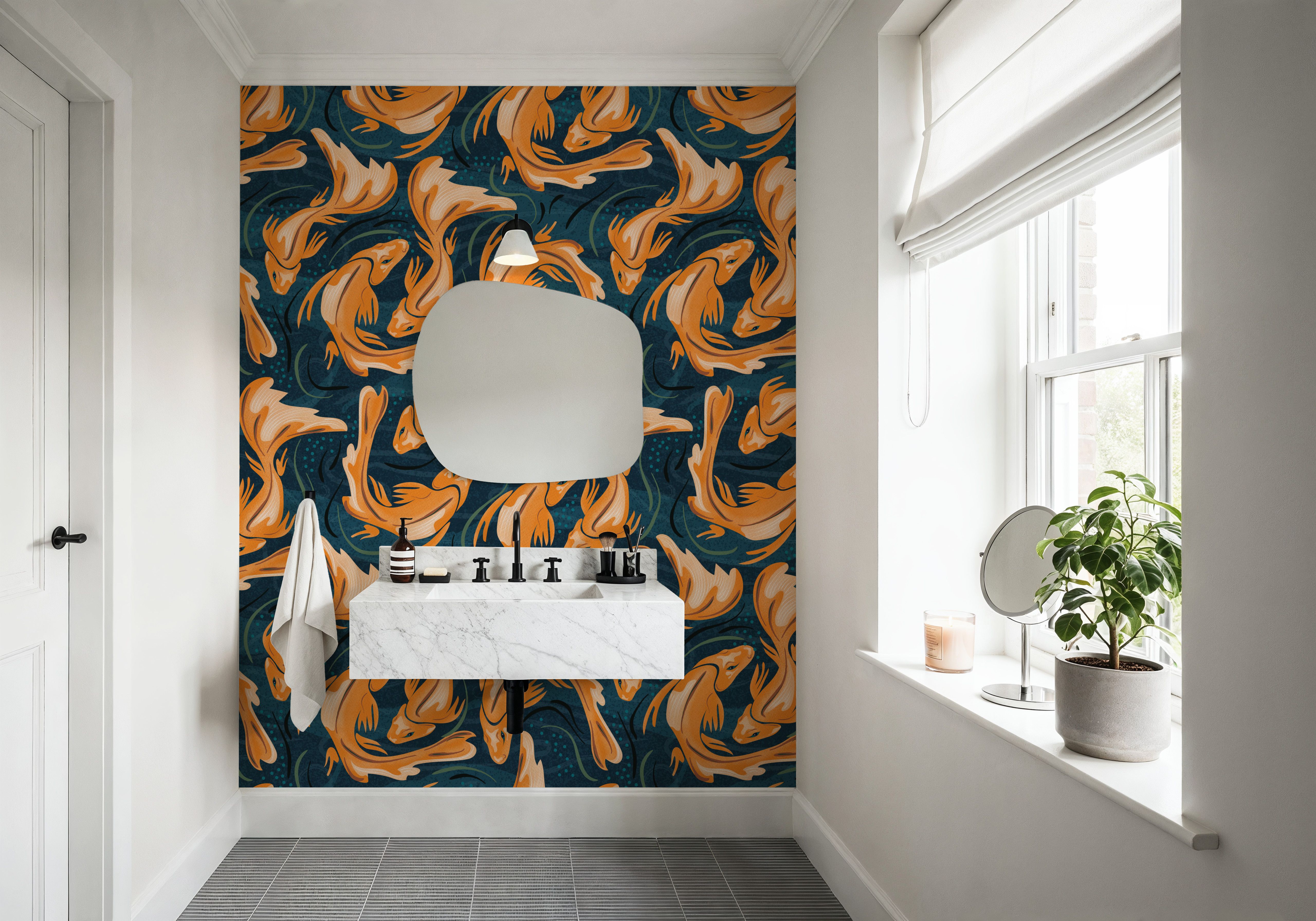 Koi Fish, Ocean Blue