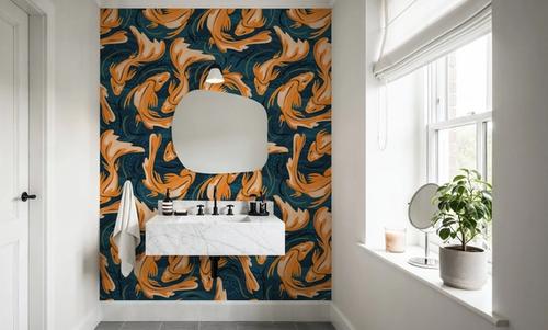 Koi Fish, Ocean Blue