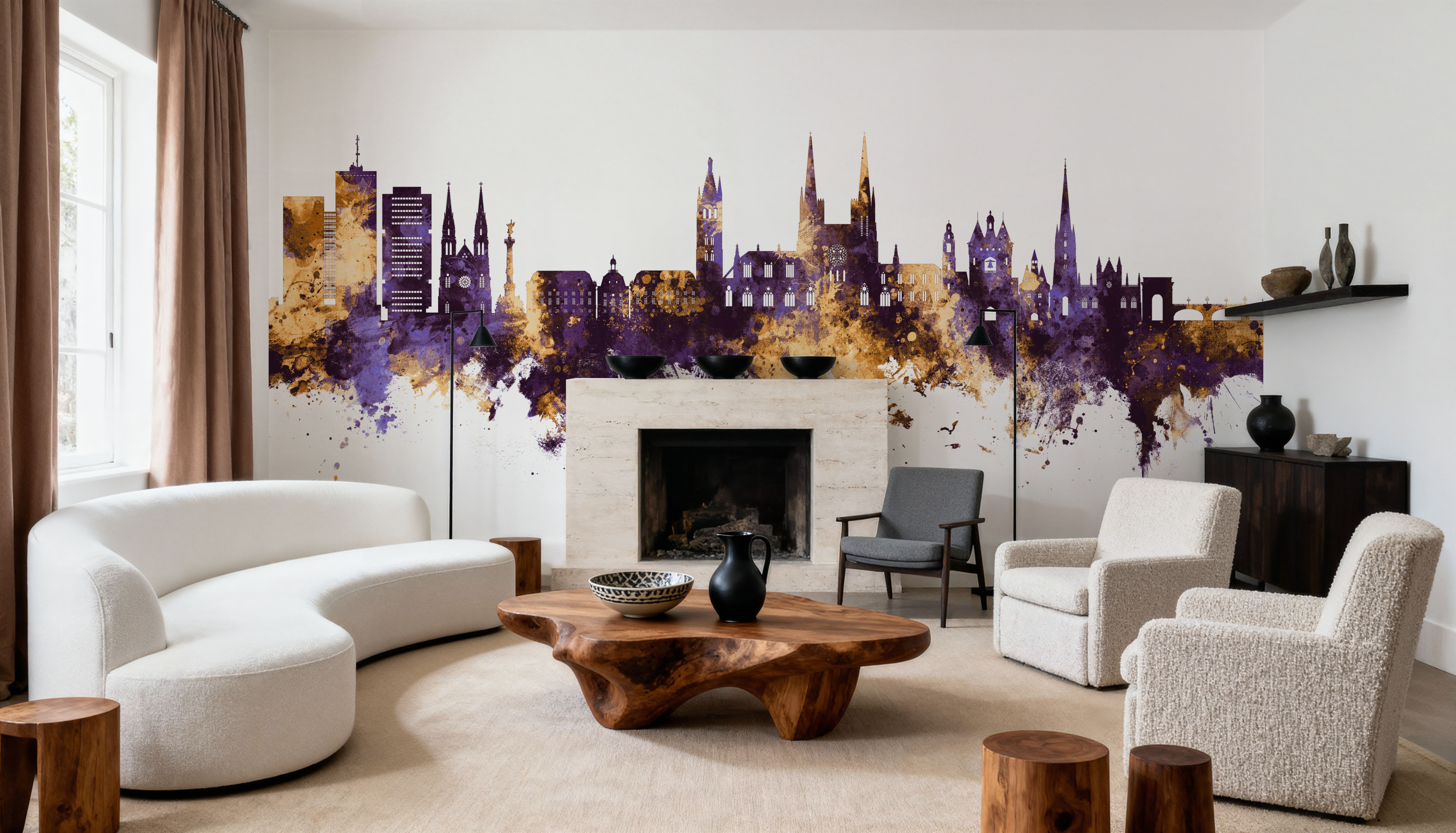 Bordeaux France Skyline Purple & Gold