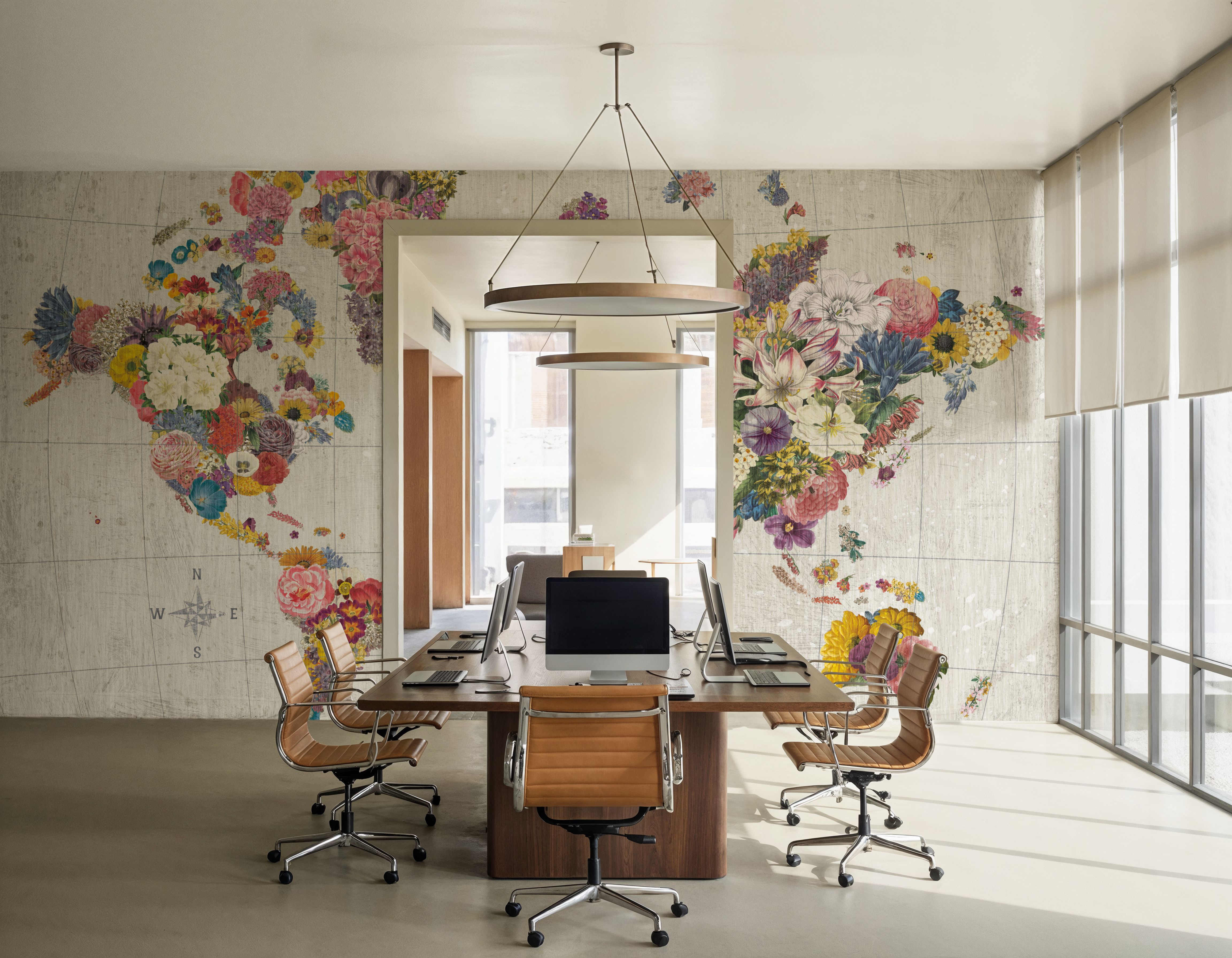 Botanical Floral Map Gray No Words