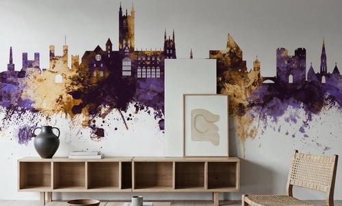 Canterbury England Skyline Purple & Gold