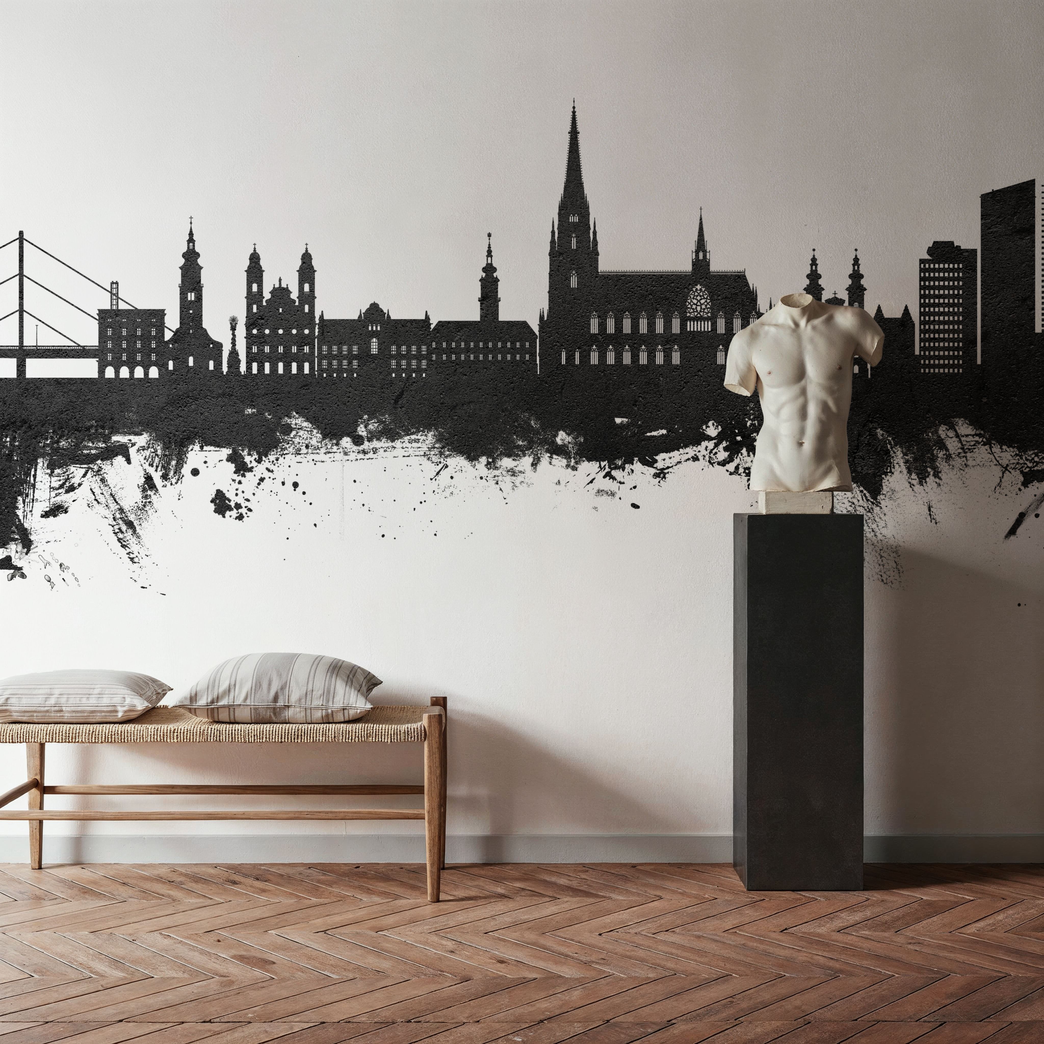 Linz Austria Skyline Black & White