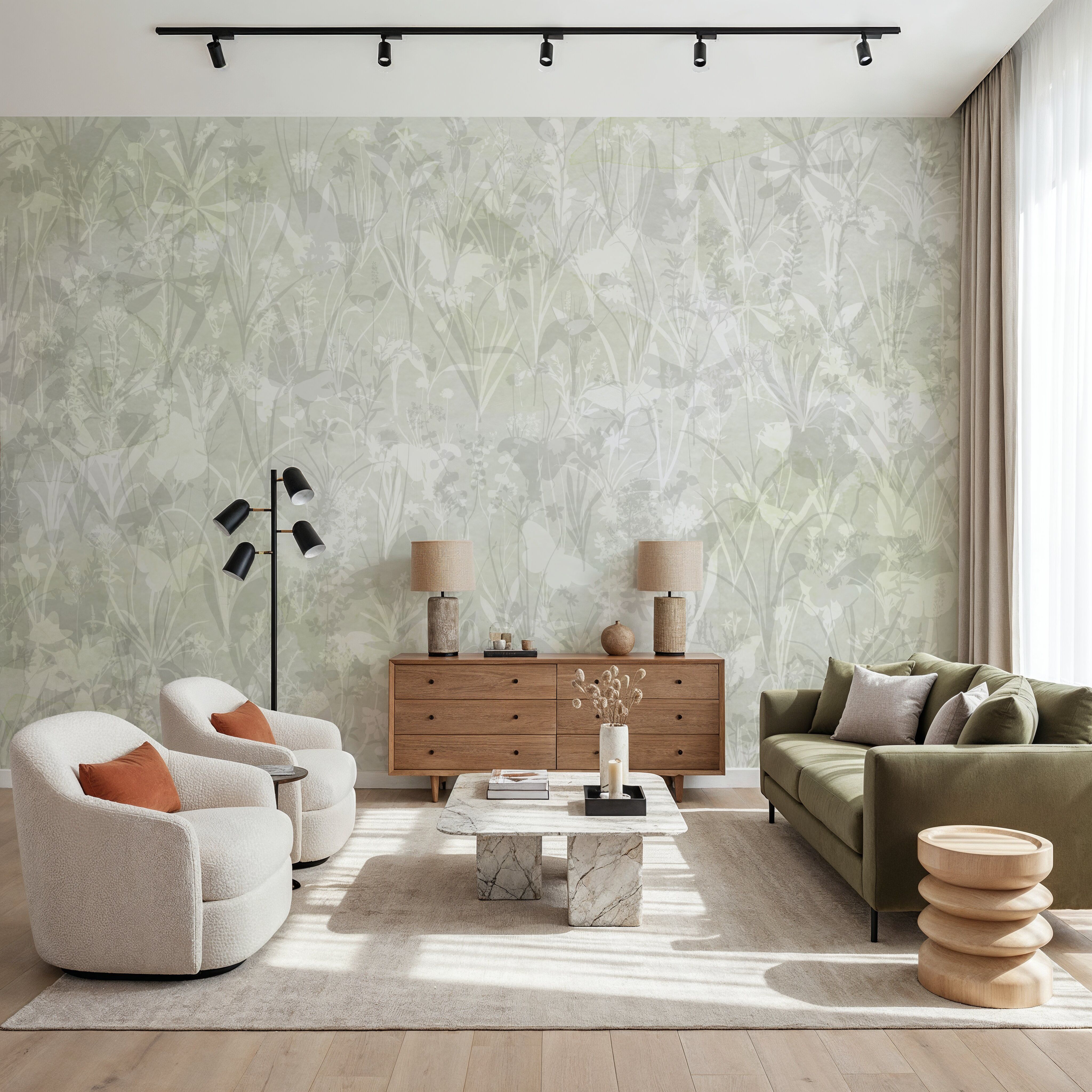 Herbals and Butterflies Double Silhouette Green