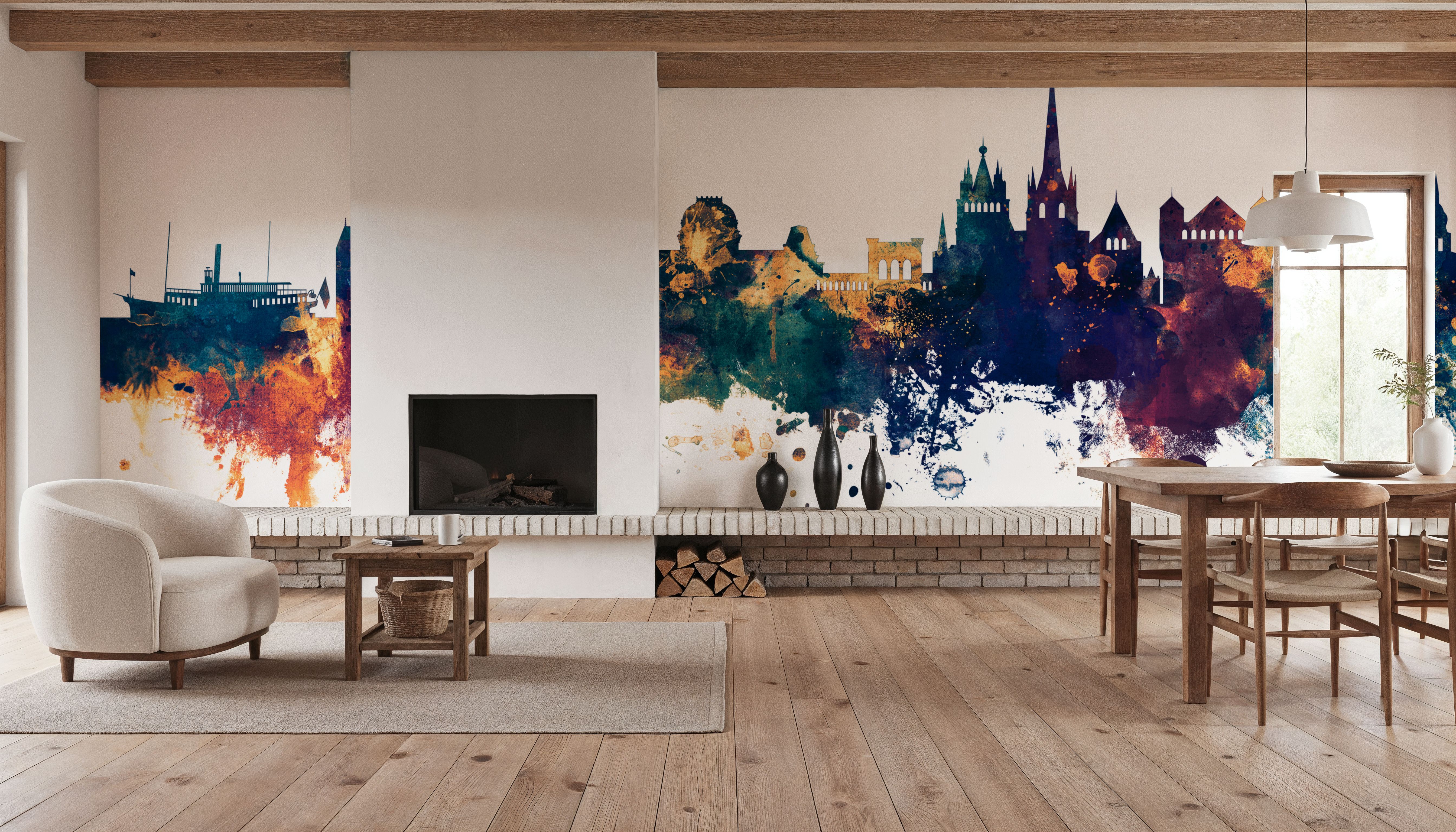 Lausanne Switzerland Skyline Blue & Bronze, Tapeten