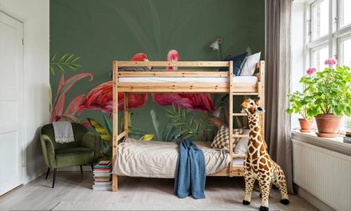 Shy Flamingos Green