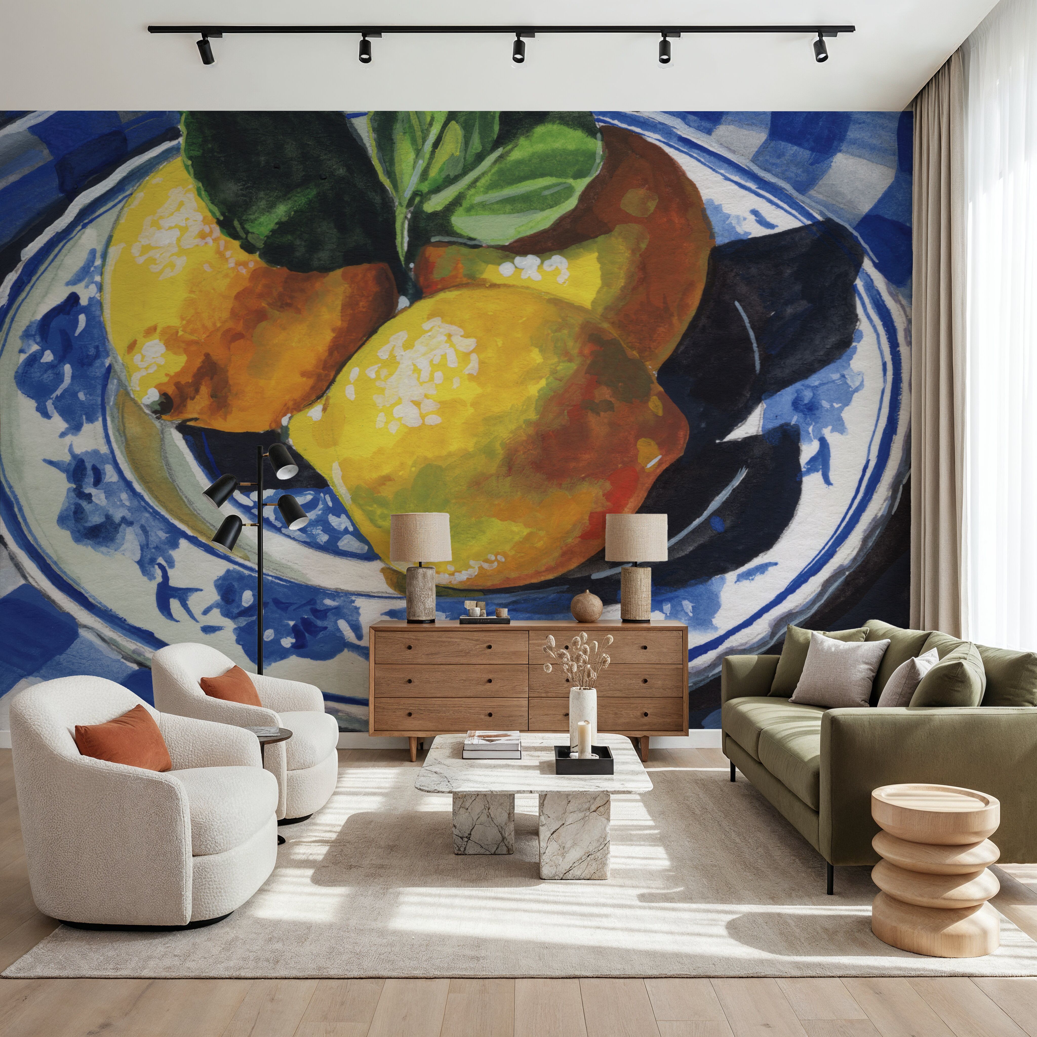 Lemons on a Blue Table