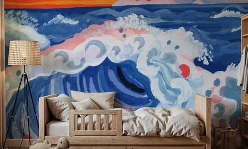 Waves Crashing With Sunset