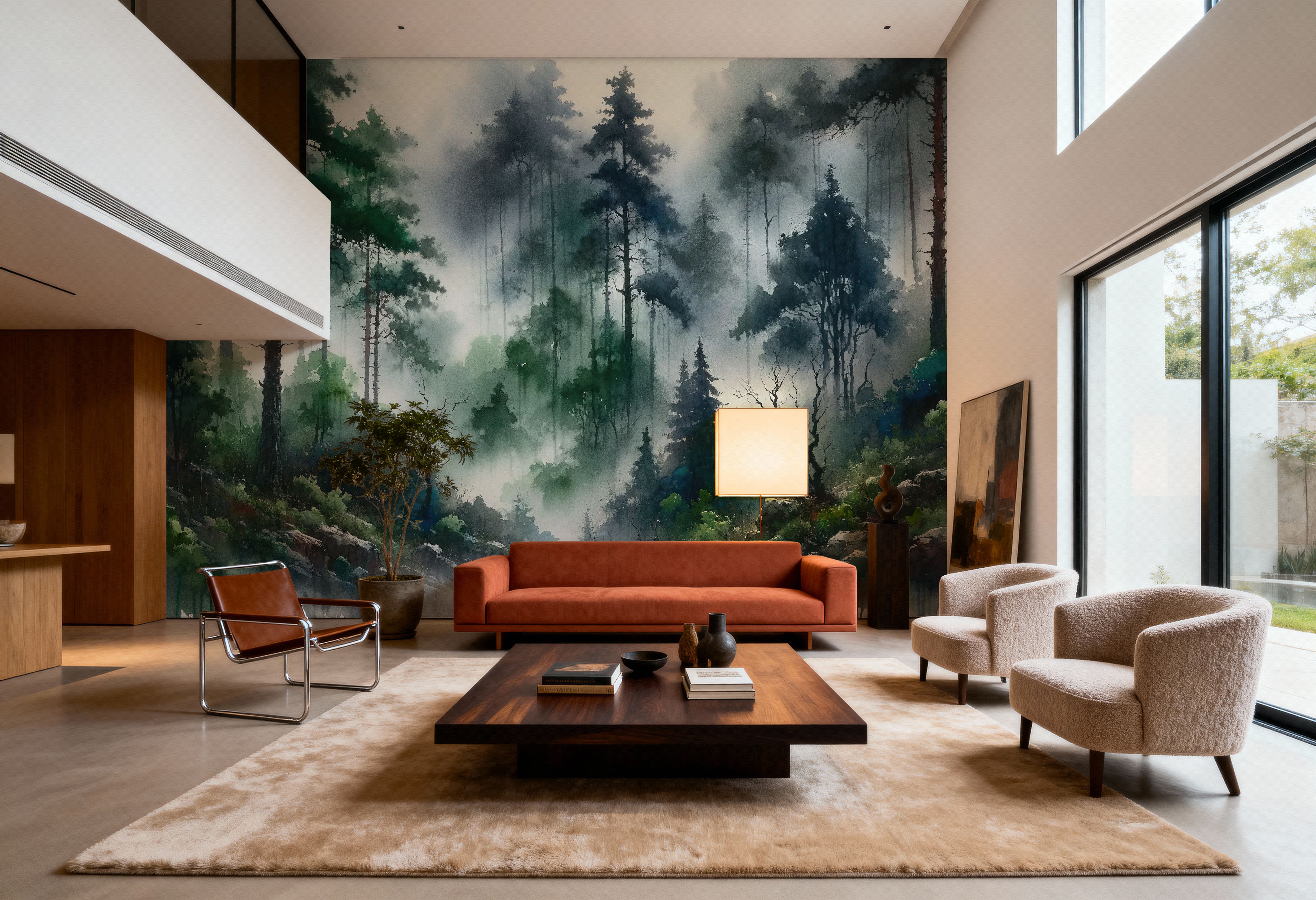 Foggy Lush Forest with Dense Trees