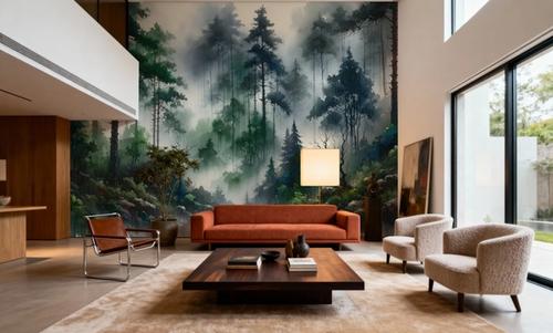 Foggy Lush Forest with Dense Trees