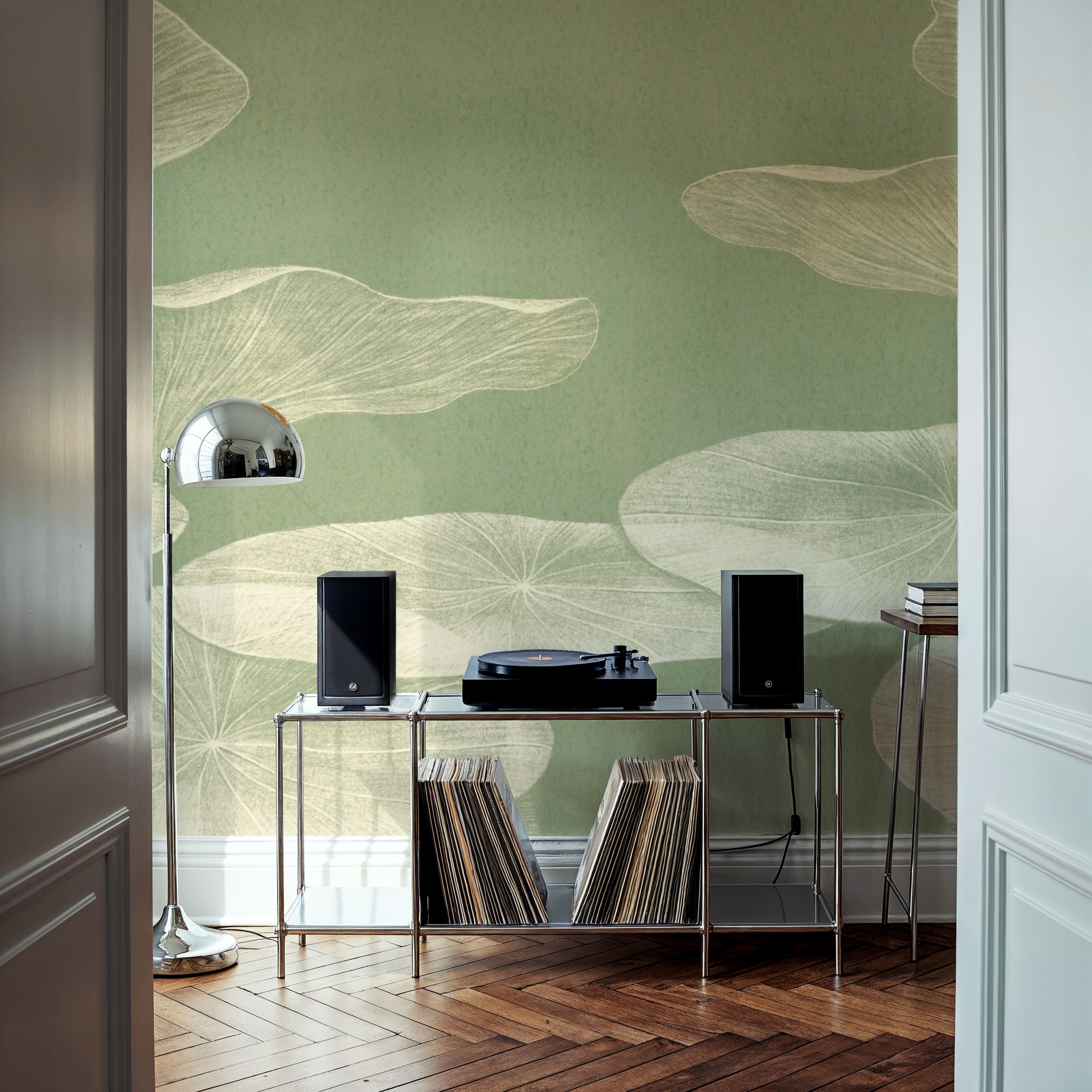 Subtle Water Lily Drawing, Light Green