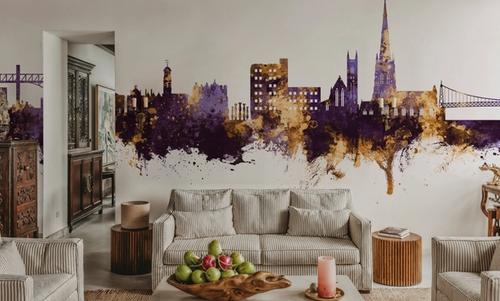 Warrington England Skyline Purple & Gold