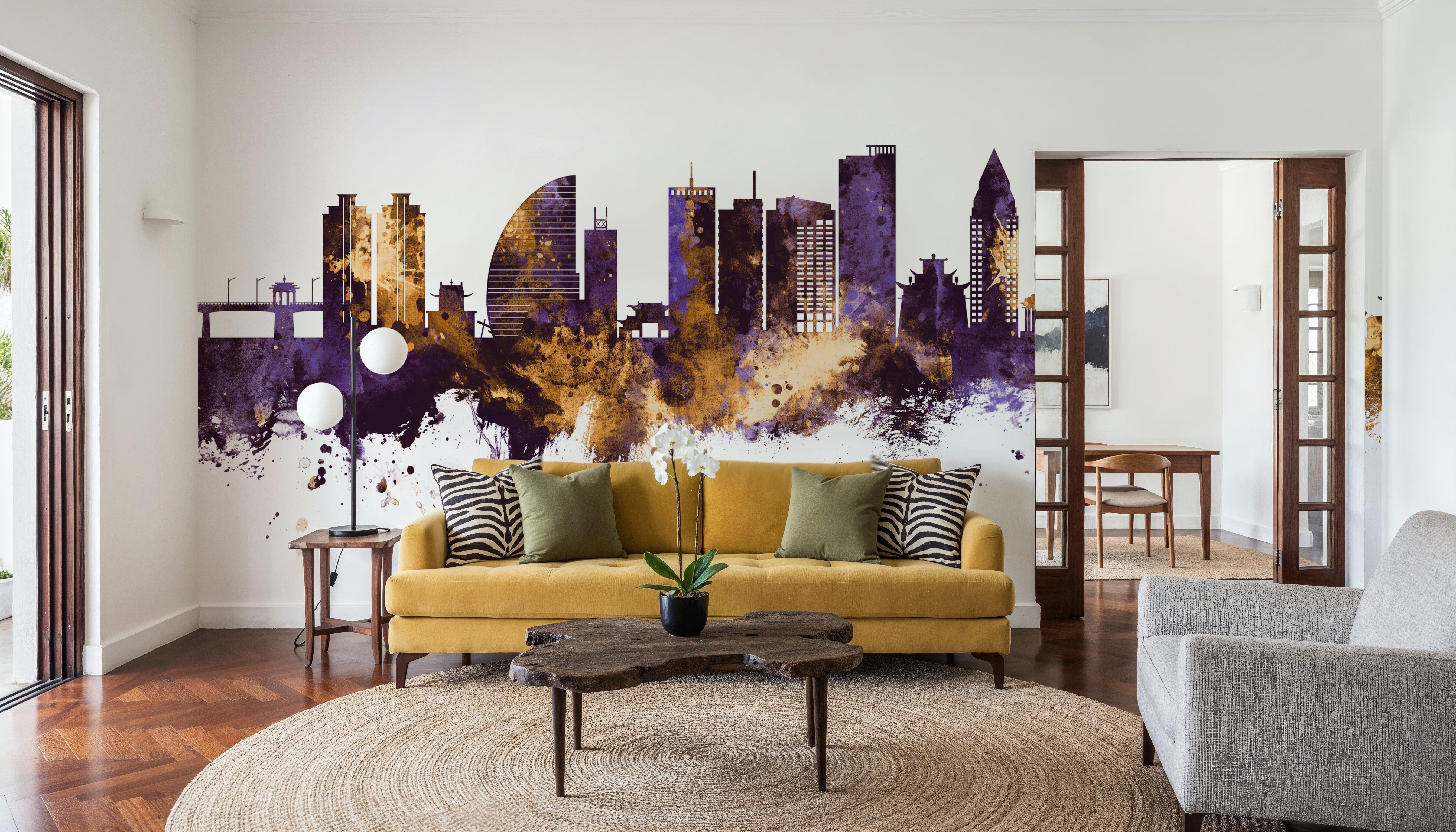 Ulaanbaatar Mongolia Skyline Purple & Gold