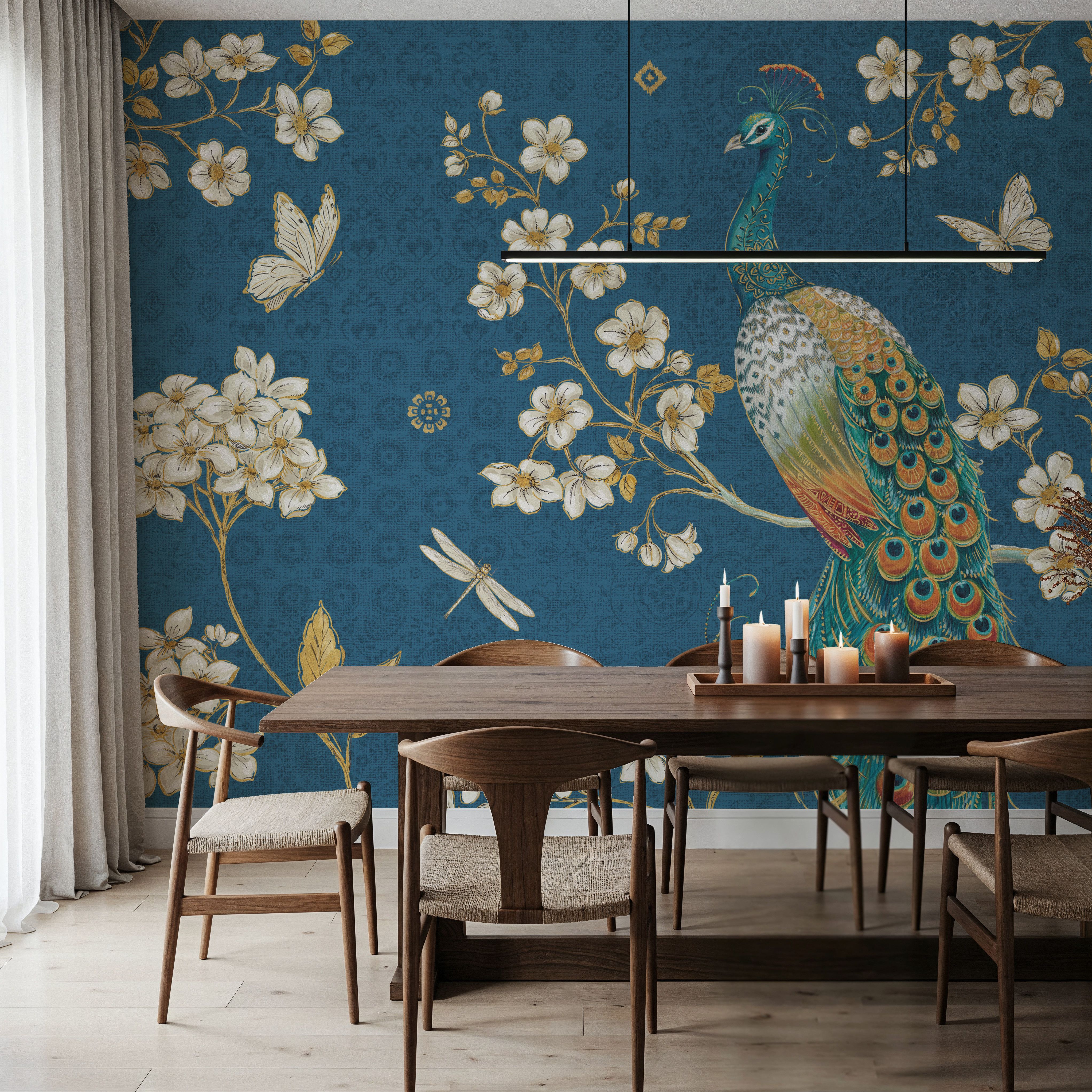 Ornate Peacock II Blue