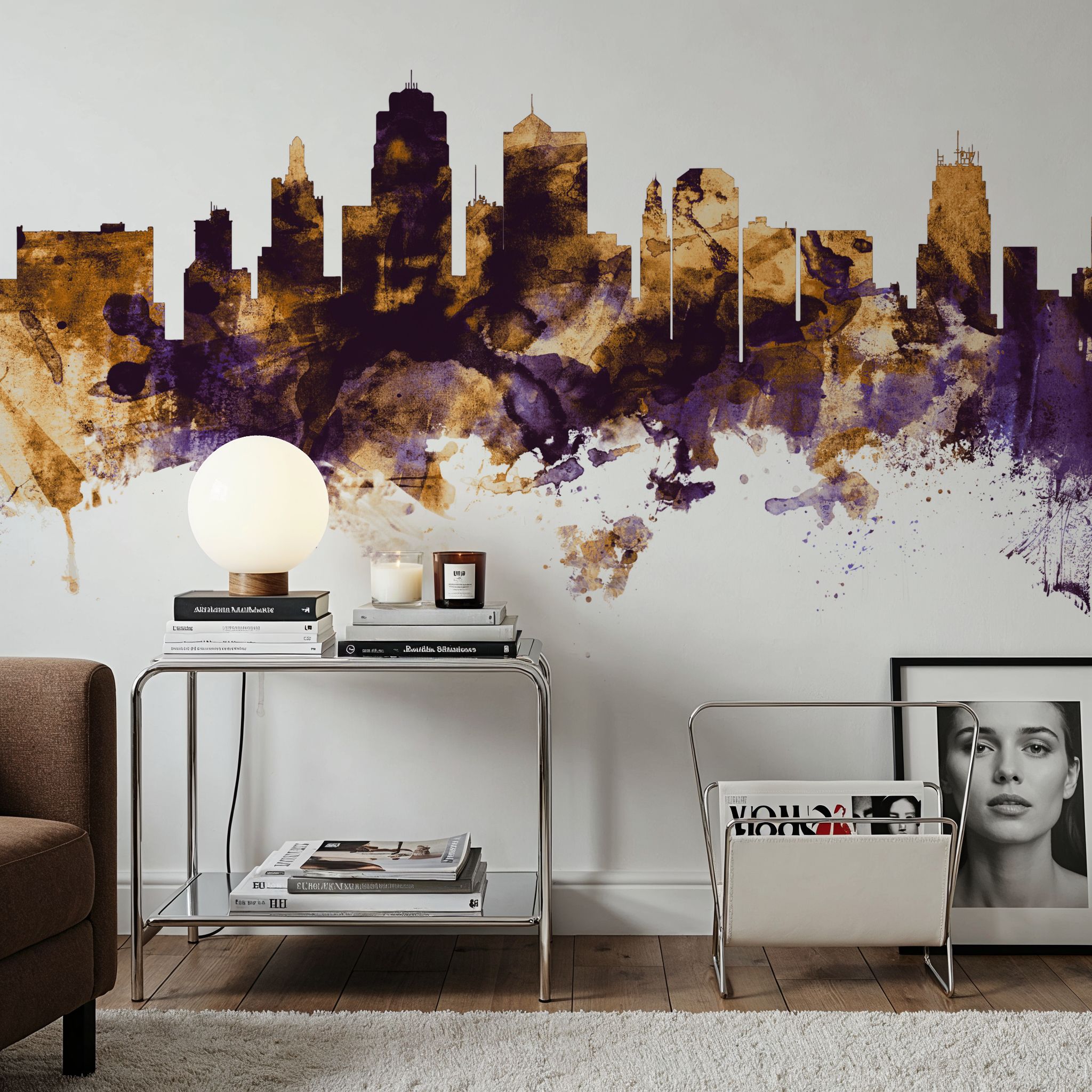 Kansas City Missouri Skyline Purple & Gold