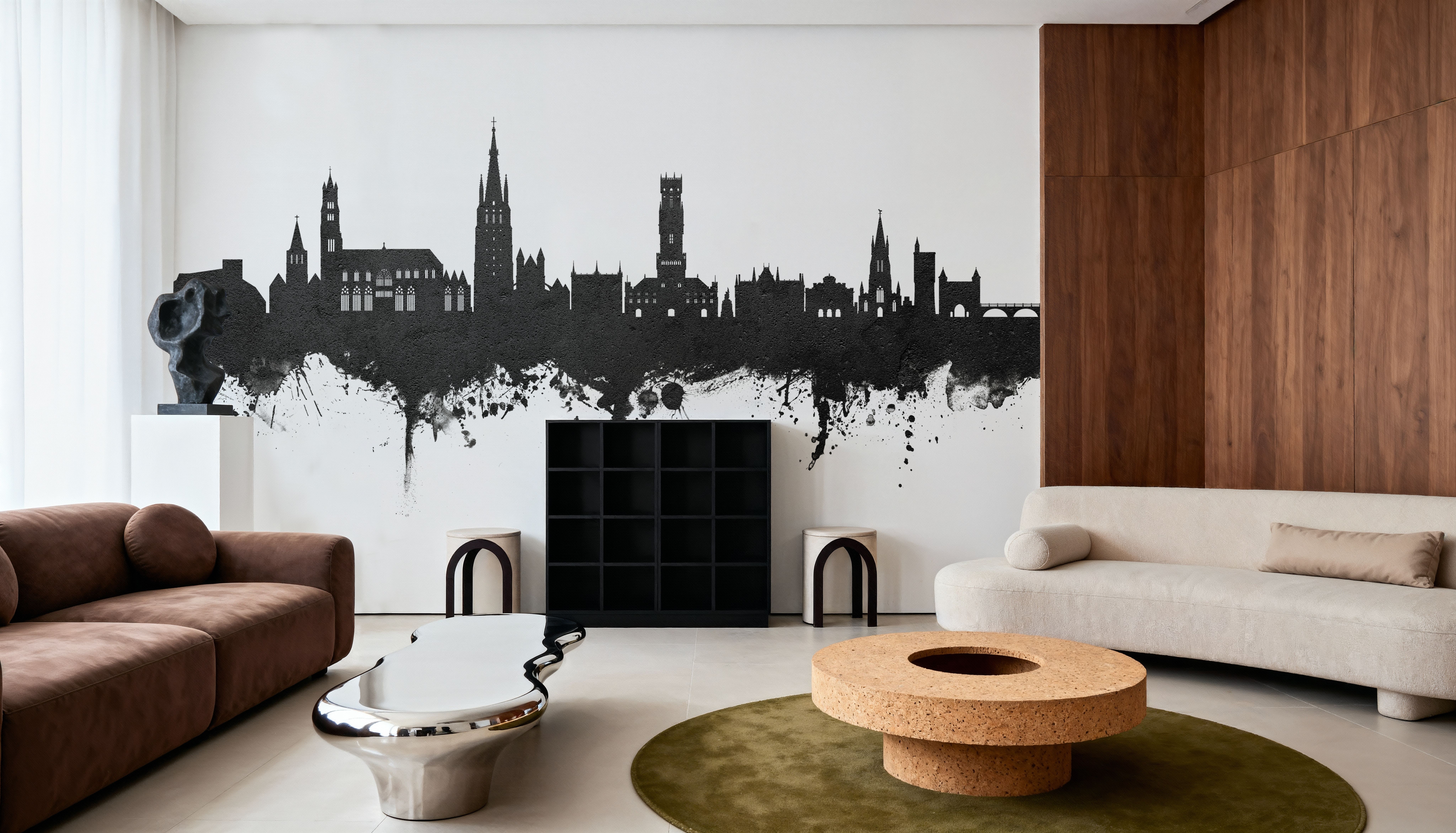 Bruges Belgium Skyline Black & White