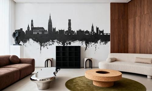 Bruges Belgium Skyline Black & White