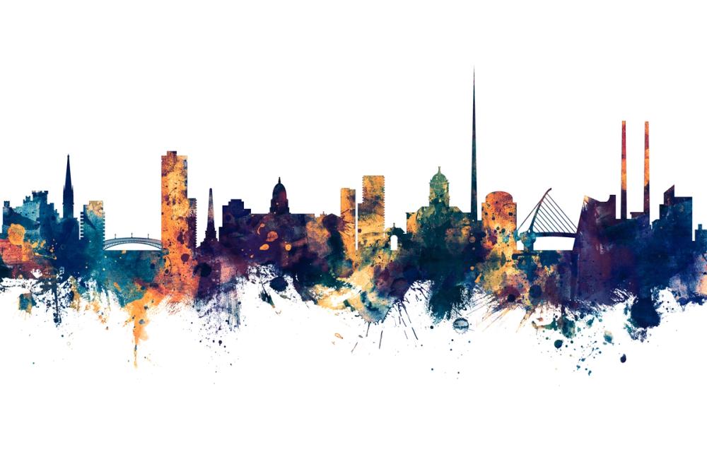 Dublin Ireland Skyline Blue & Bronze