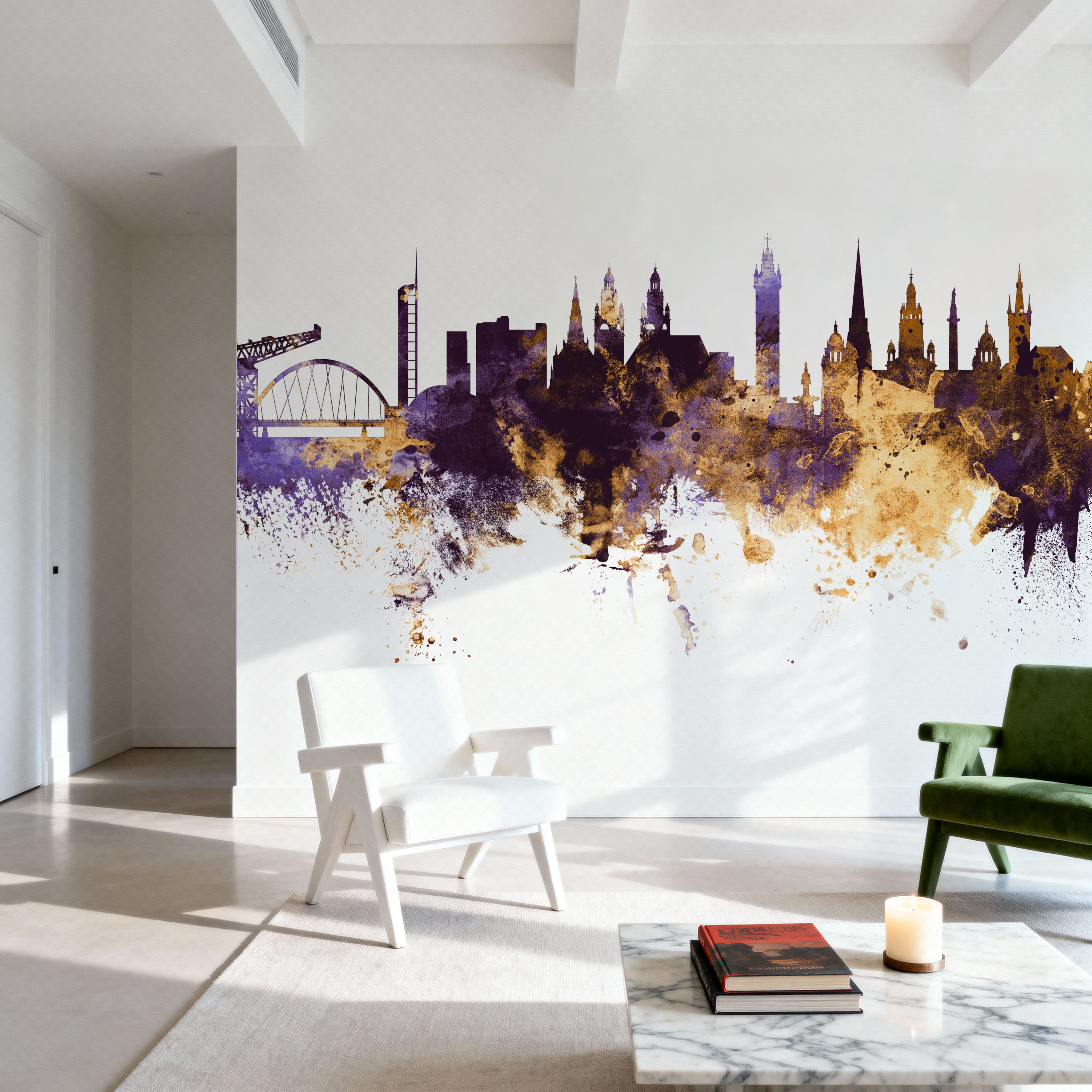 Glasgow Scotland Skyline Purple & Gold