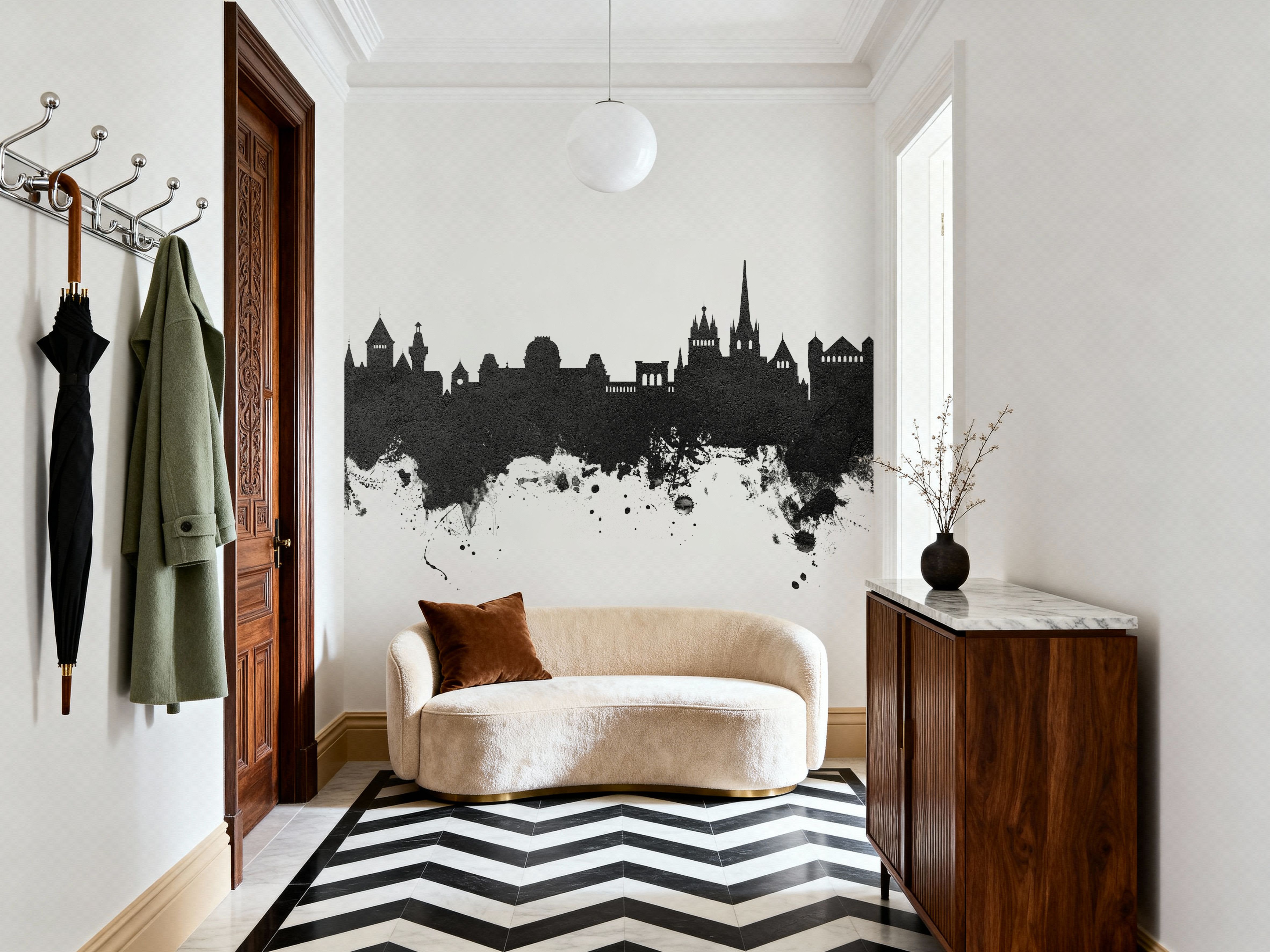 Lausanne Switzerland Skyline Black & White