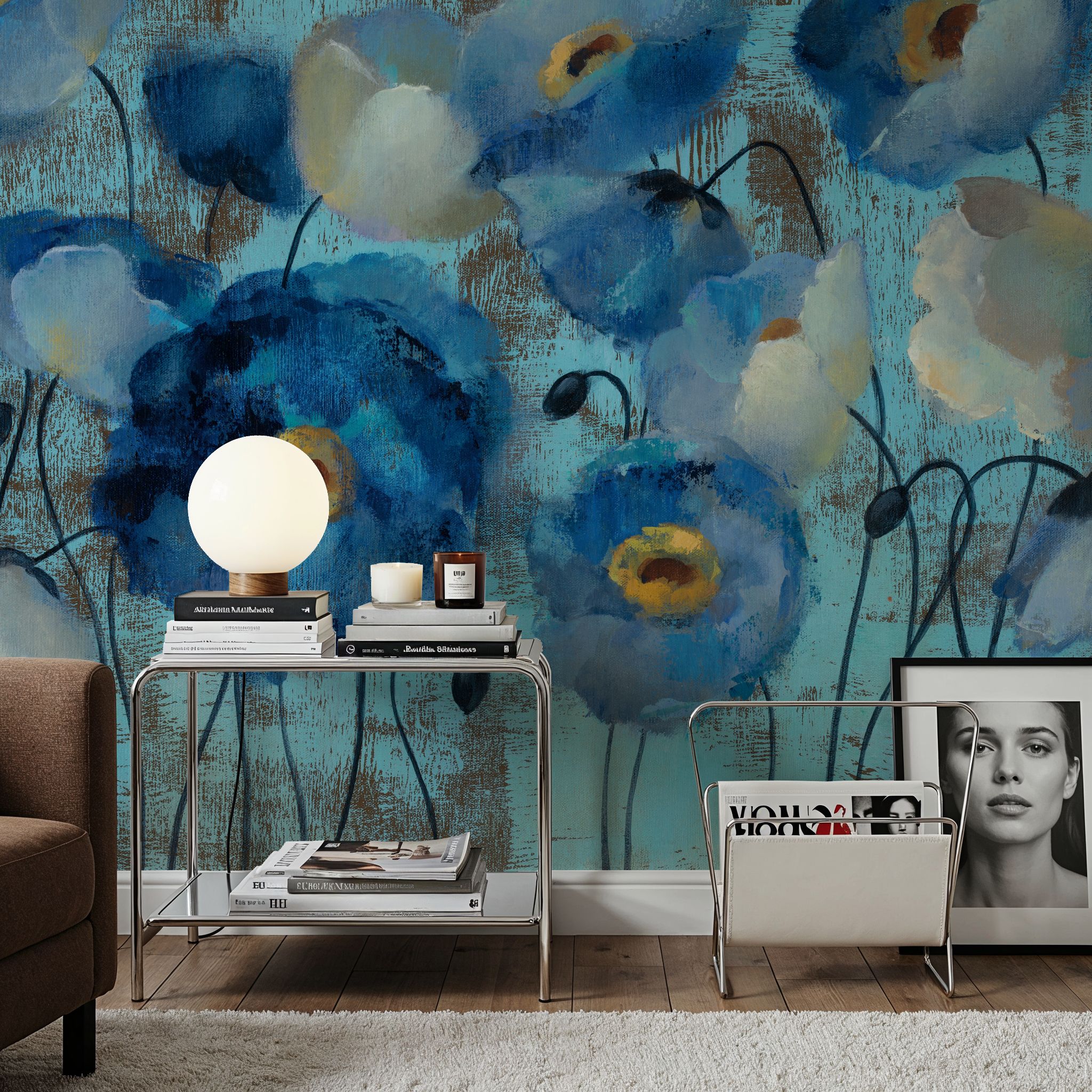 Aquamarine Floral on Blue