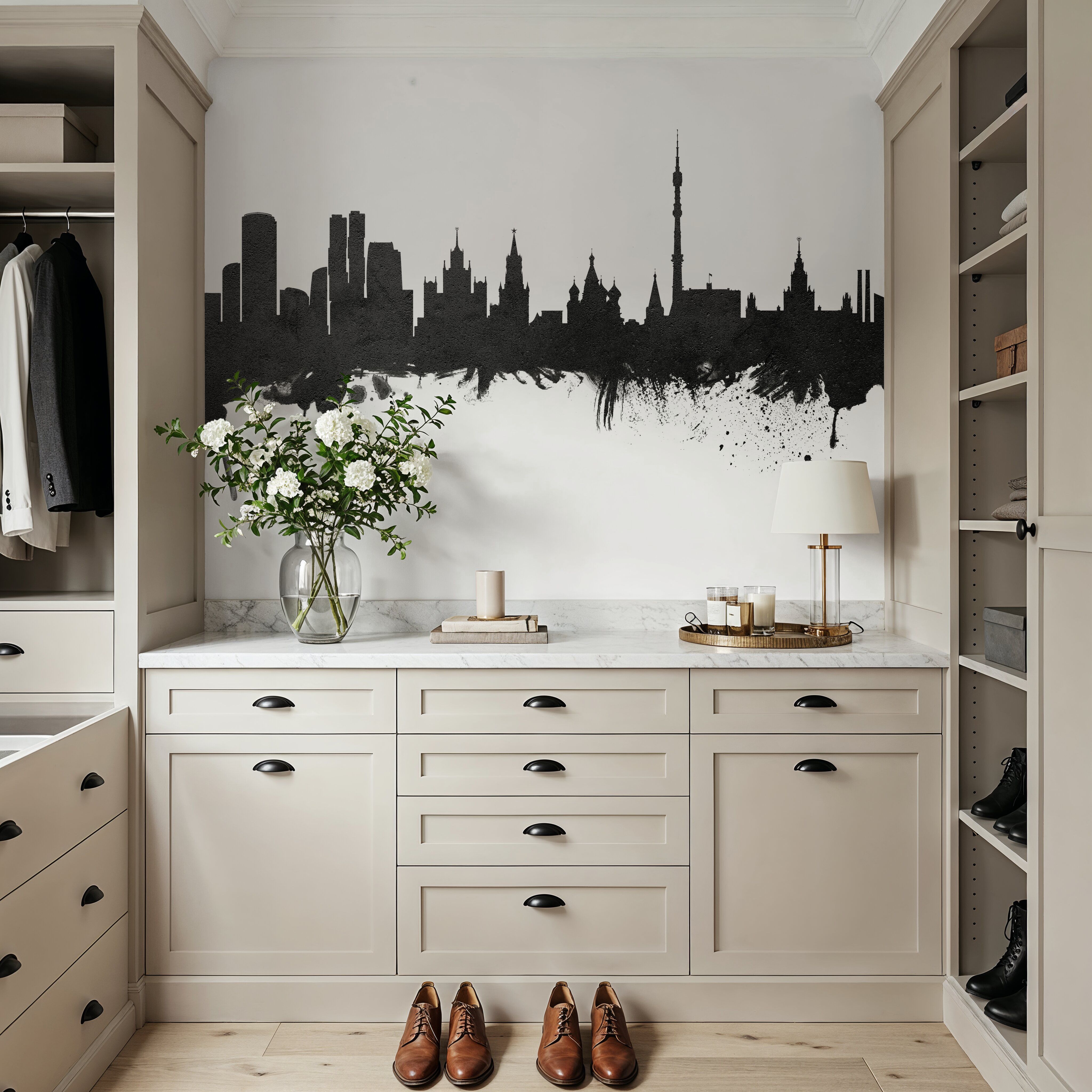 Moscow Russia Skyline Black & White