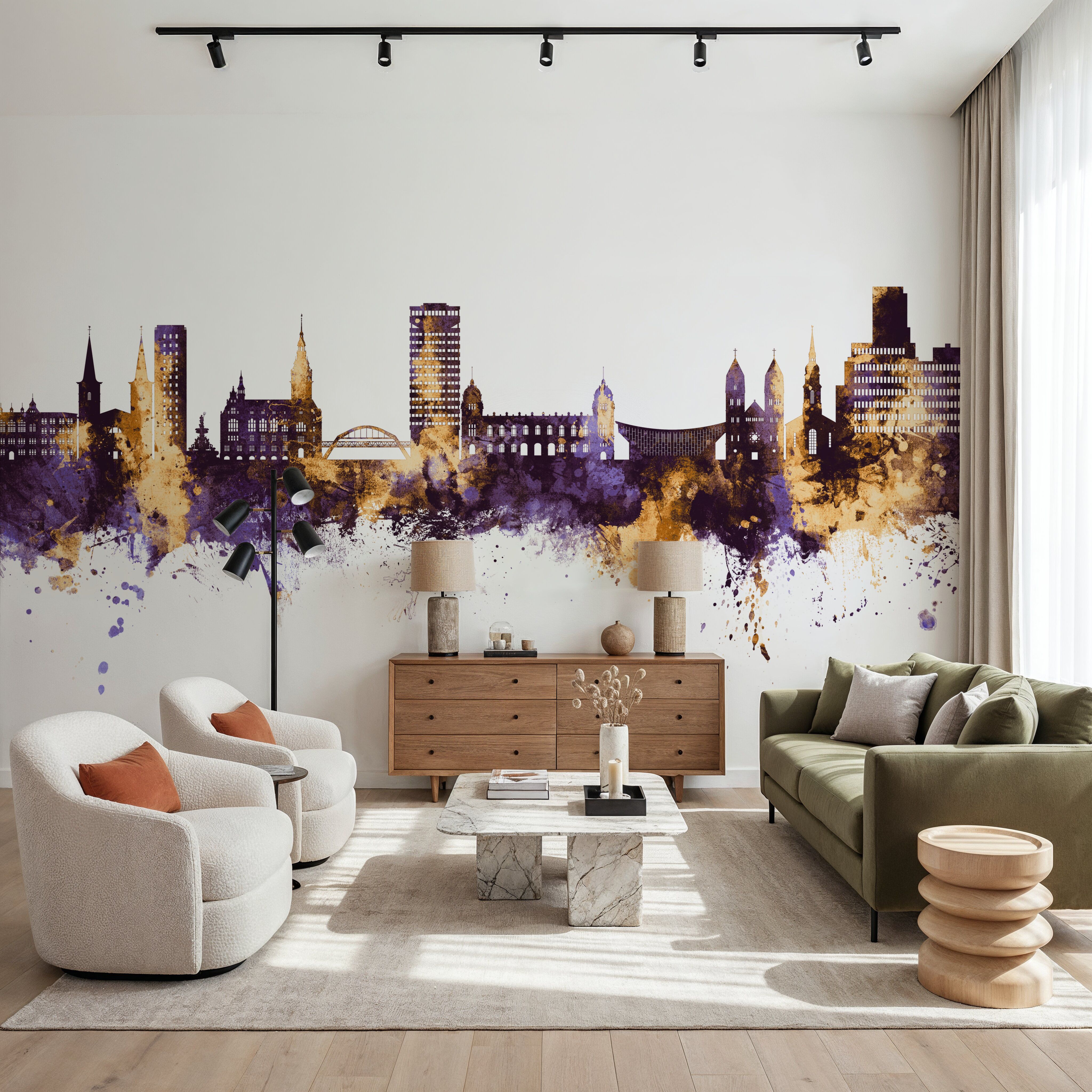 Wuppertal Germany Skyline Purple & Gold