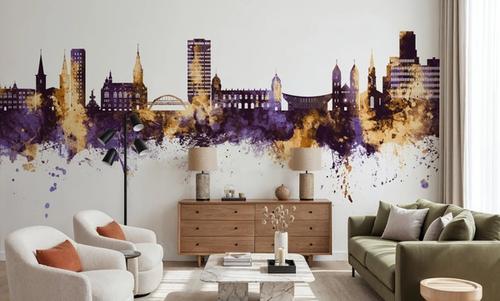 Wuppertal Germany Skyline Purple & Gold
