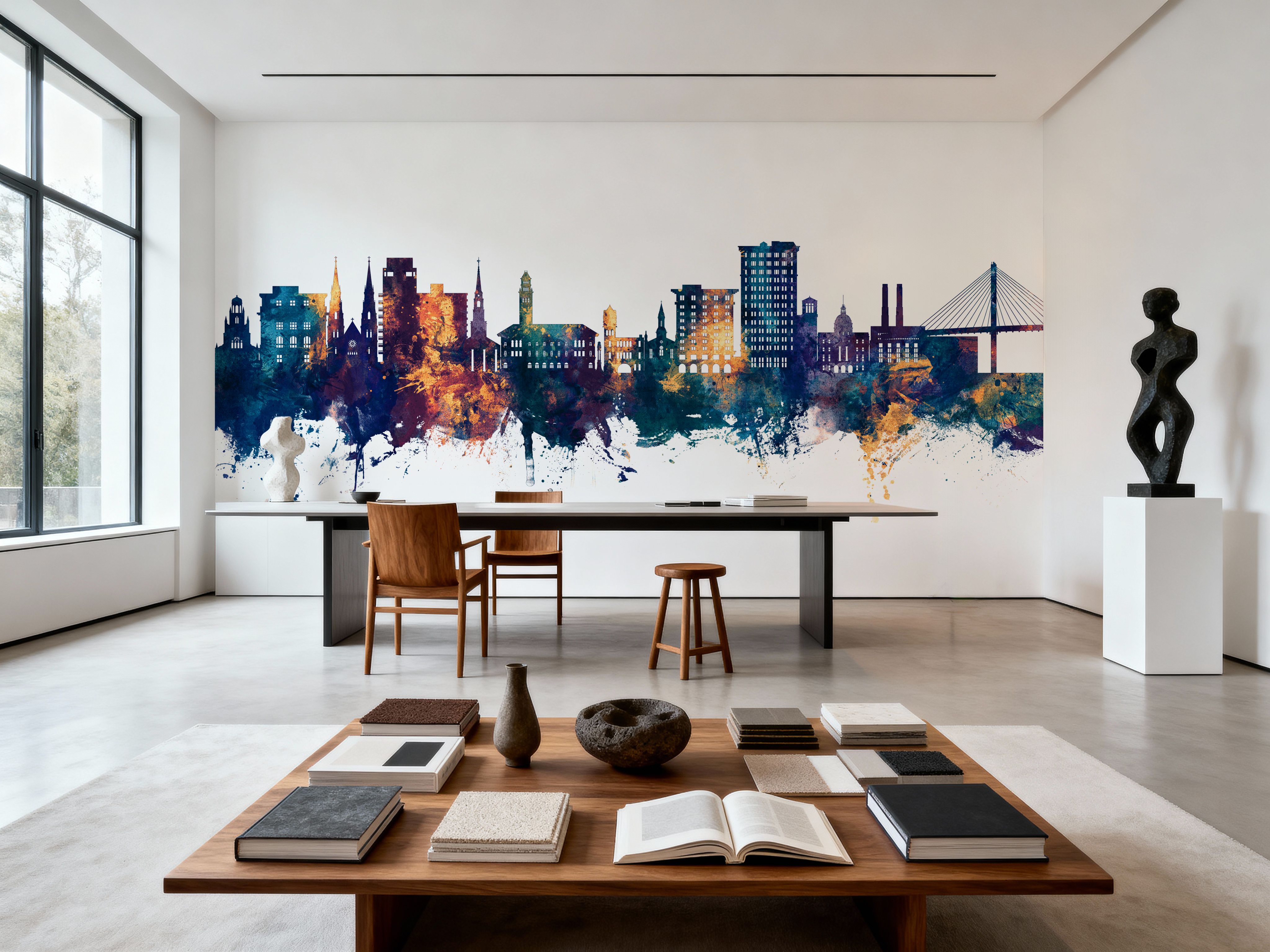 Savannah Georgia Skyline Blue & Bronze