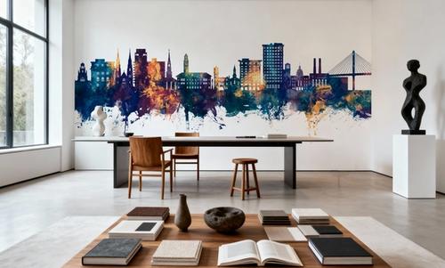 Savannah Georgia Skyline Blue & Bronze