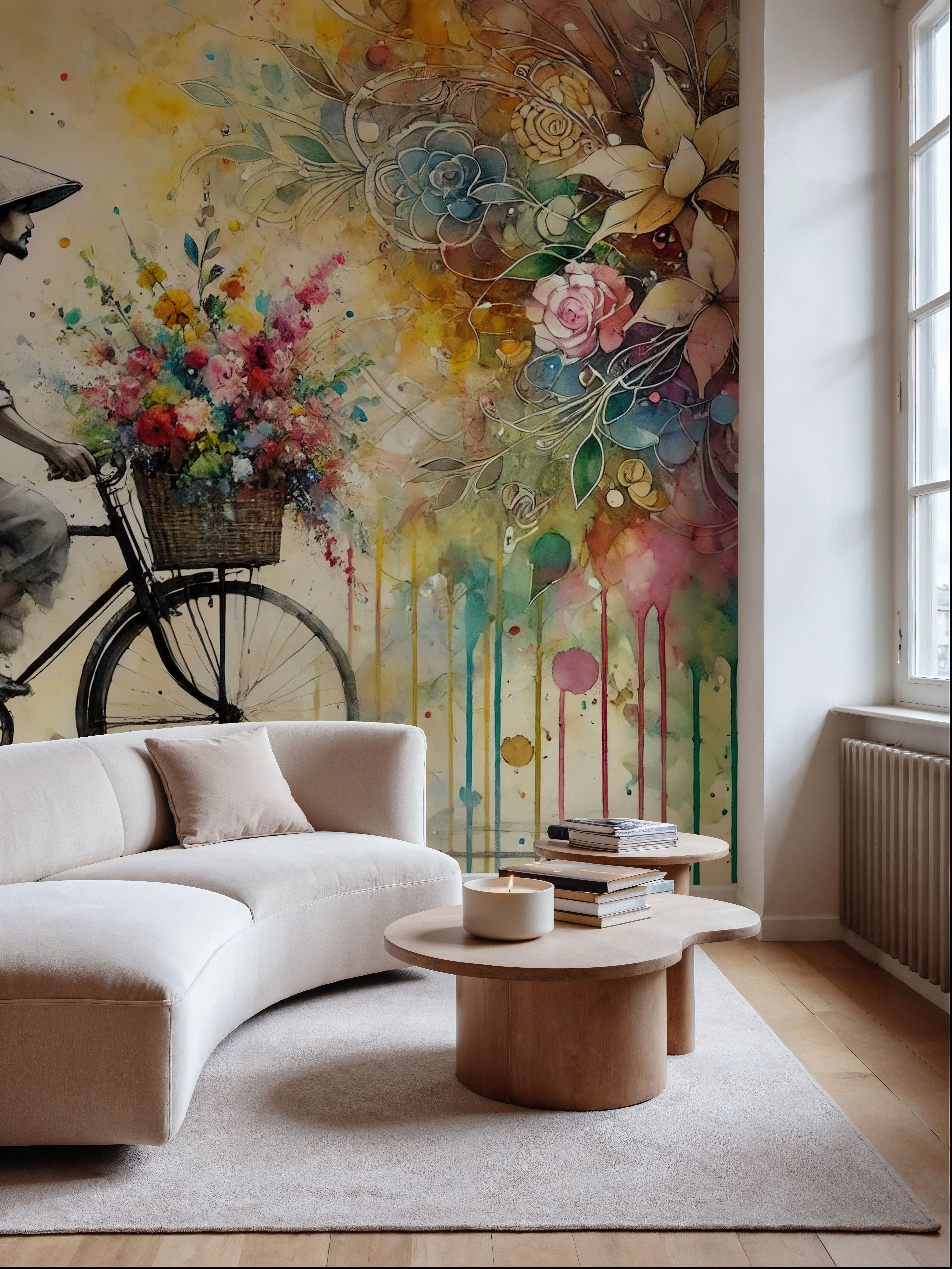 Vibrant Floral Cyclist