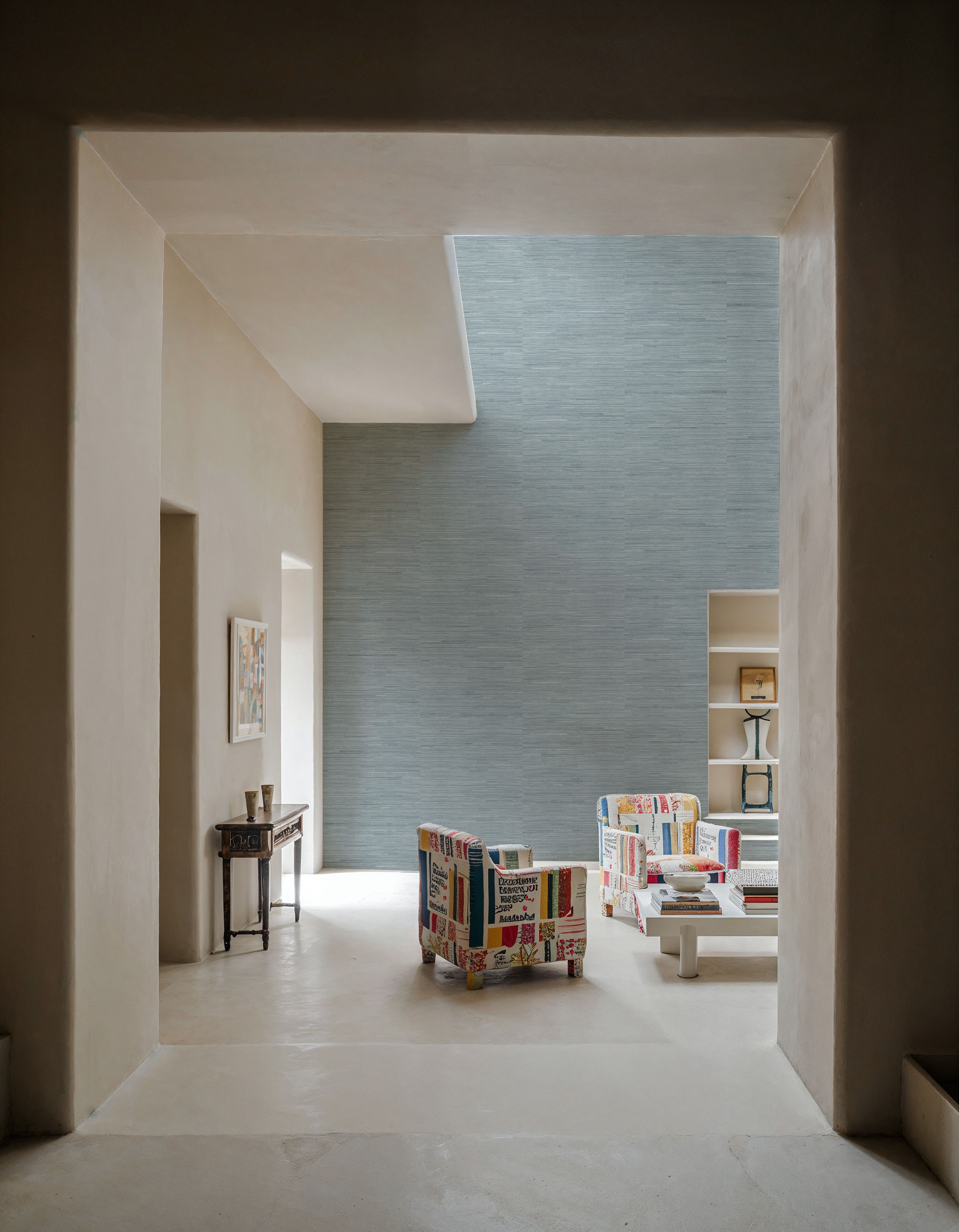 Faux Grasscloth with Visible Seams, Mineral