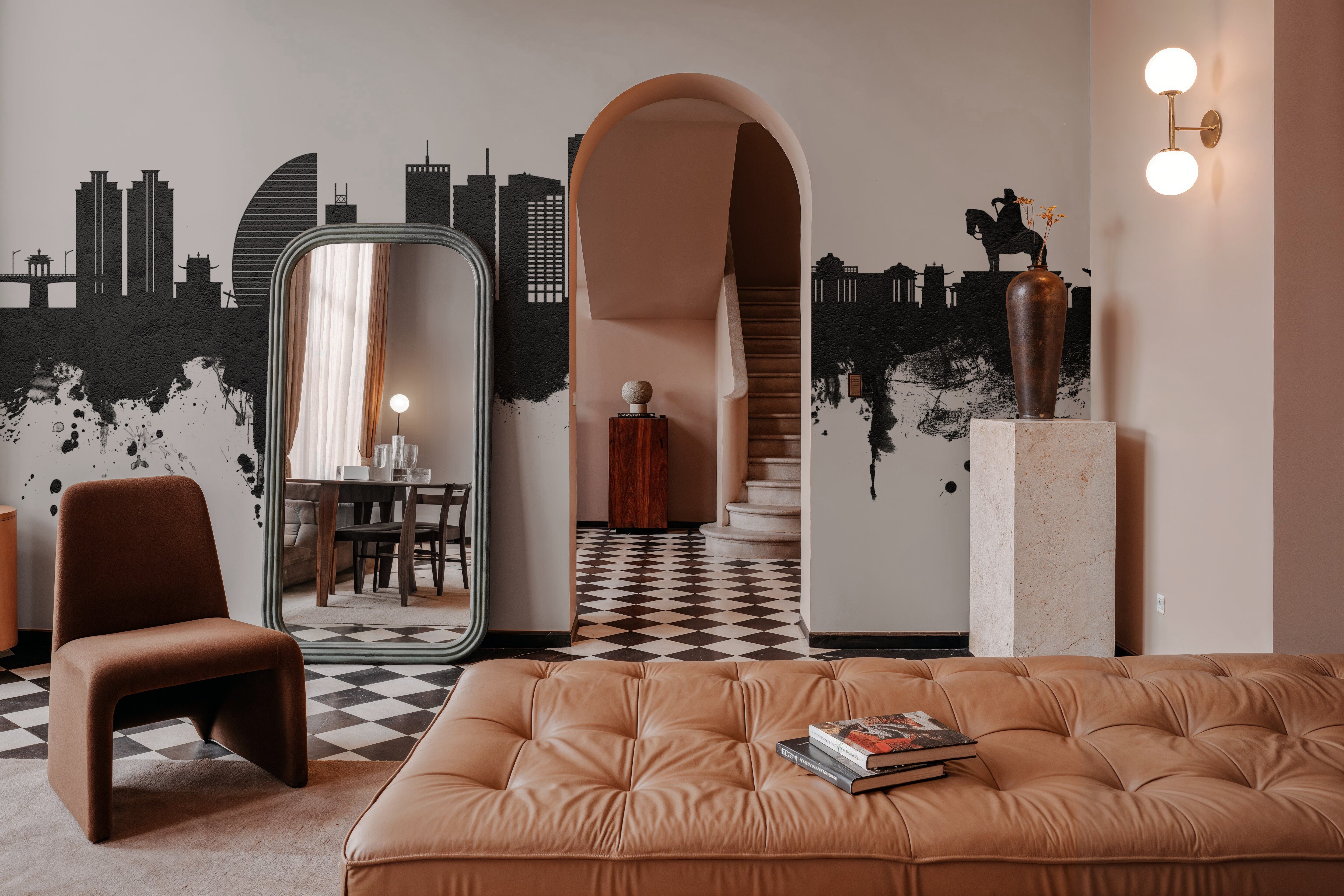 Ulaanbaatar Mongolia Skyline Black & White