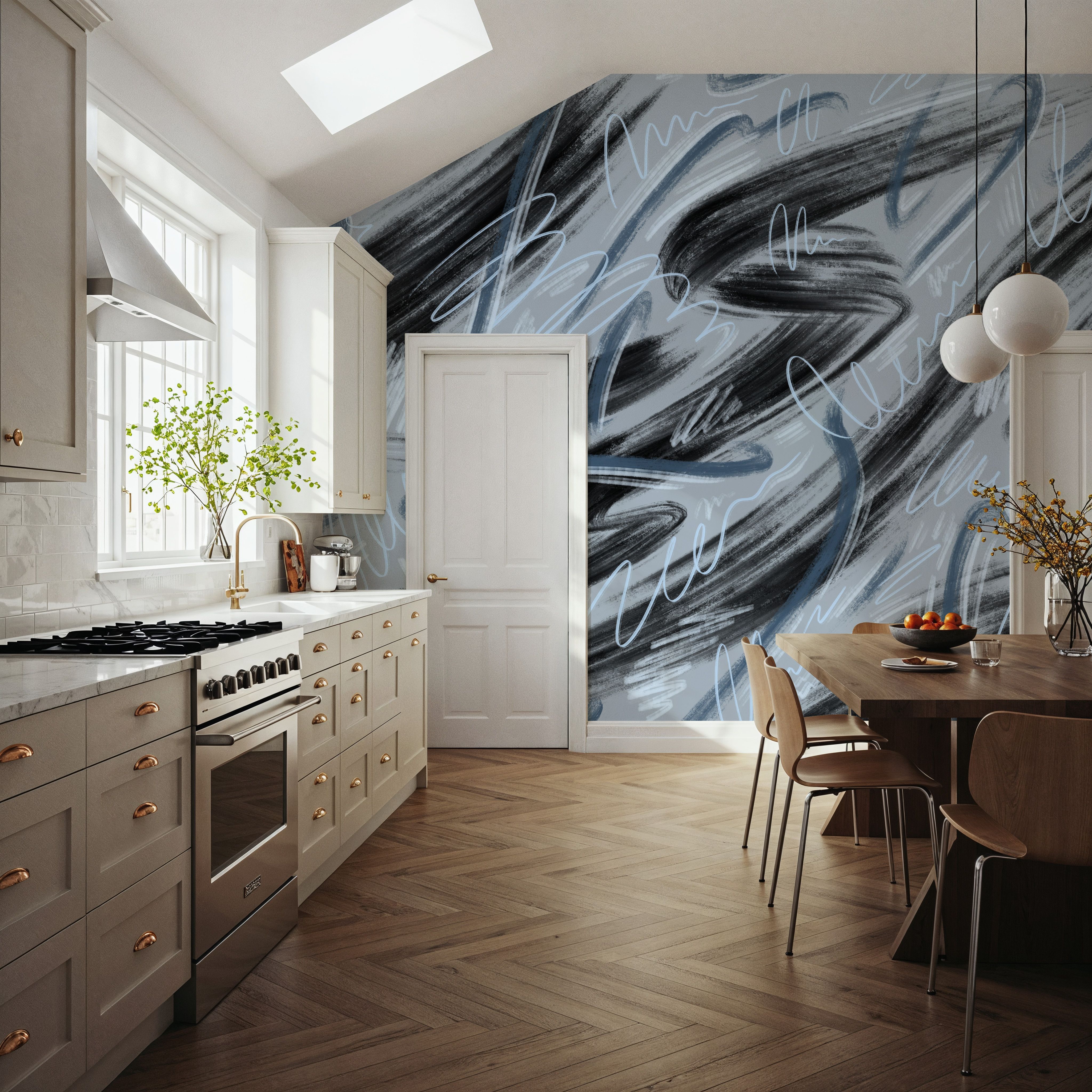 Scribble Flow, Denim Blue