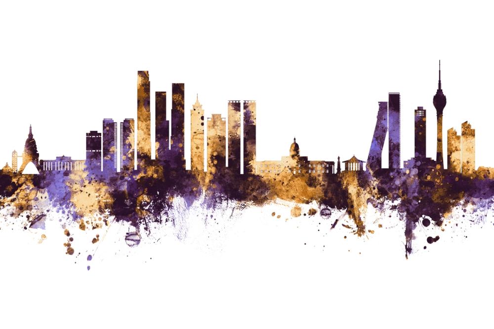 Colombo Sri Lanka Skyline Purple & Gold