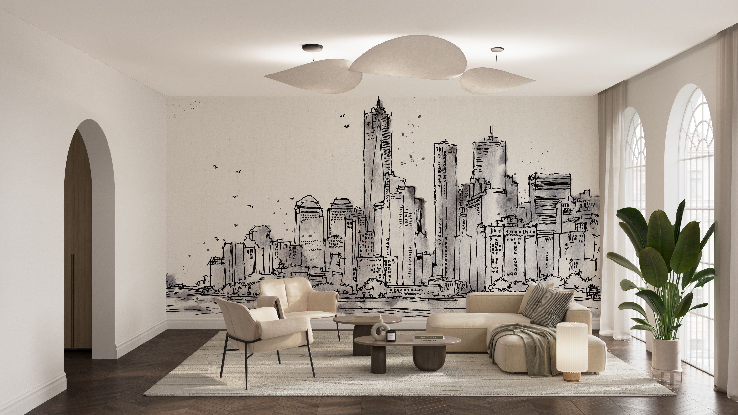 New York Skyline Collage - Grey I – beautiful wall mural – Photowall