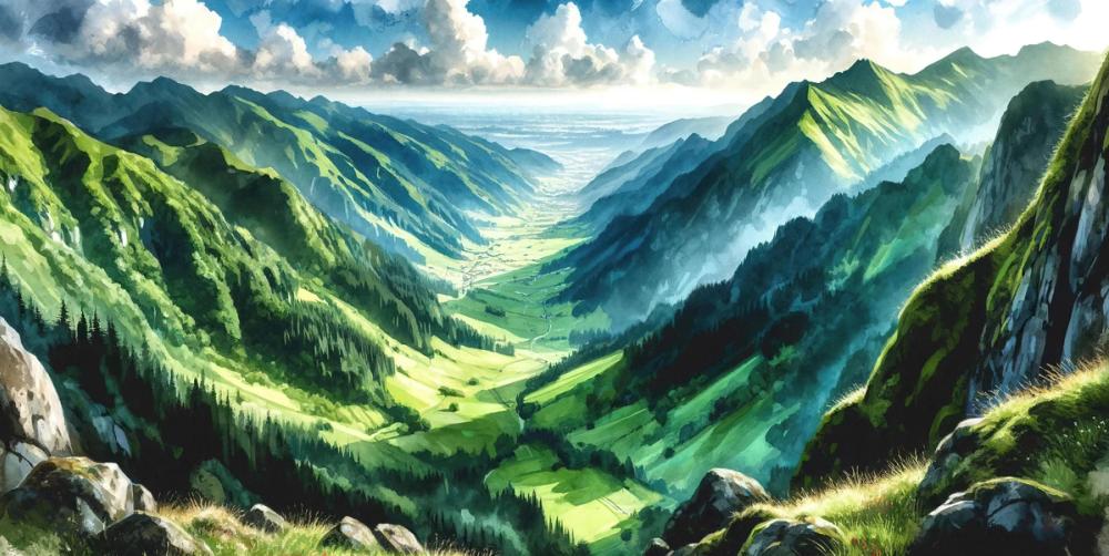 Expansive Mountain Valley Landscape