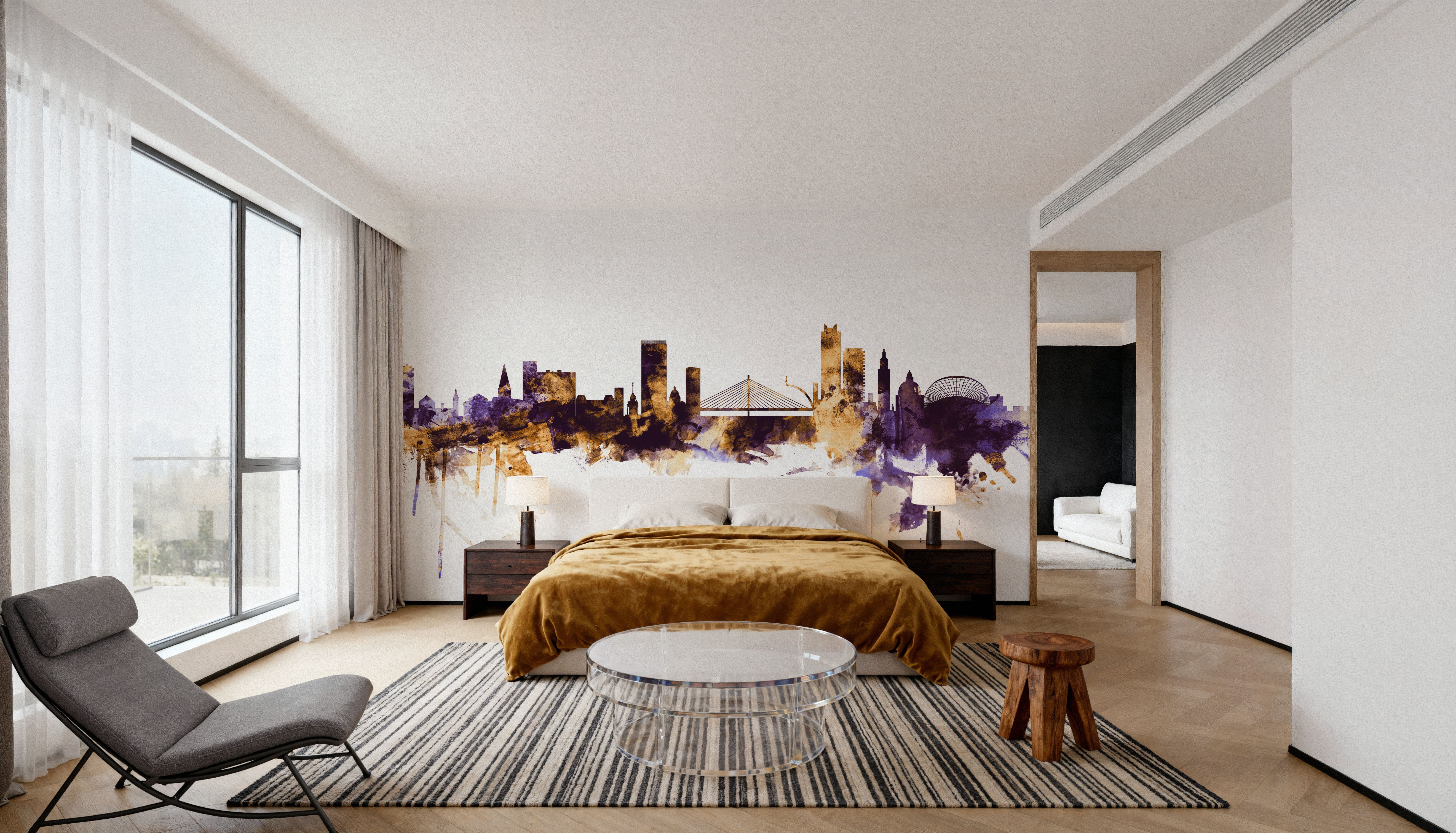 Liege Belgium Skyline Purple & Gold