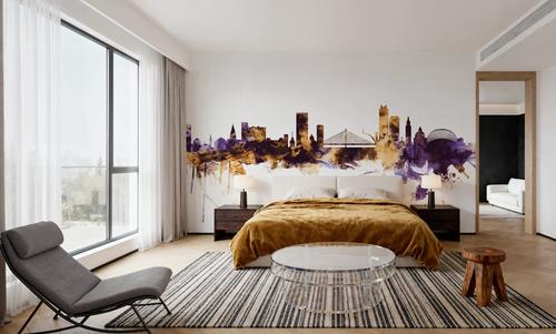 Liege Belgium Skyline Purple & Gold
