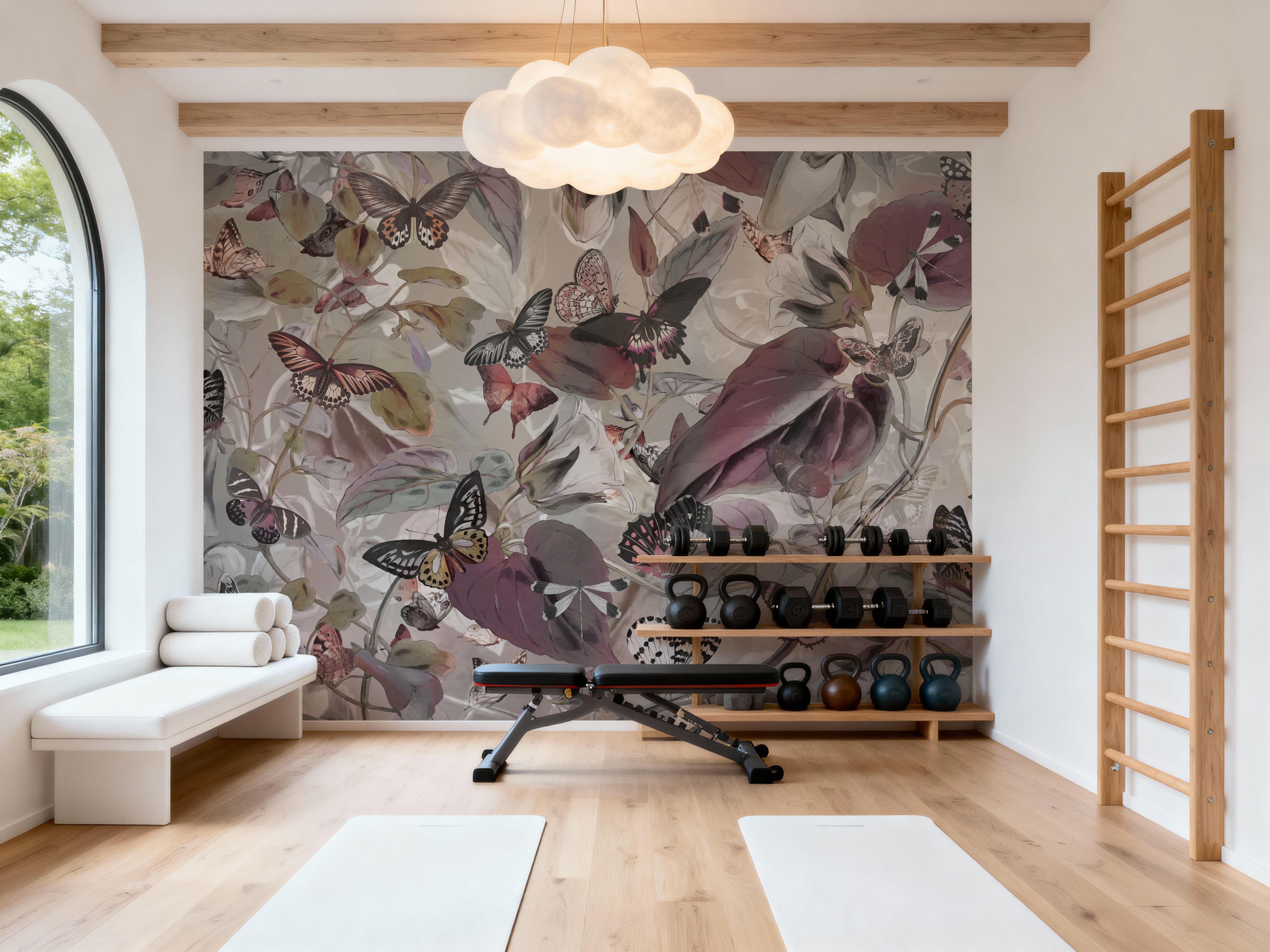 Butterfly Paradise Gray, Papier peint