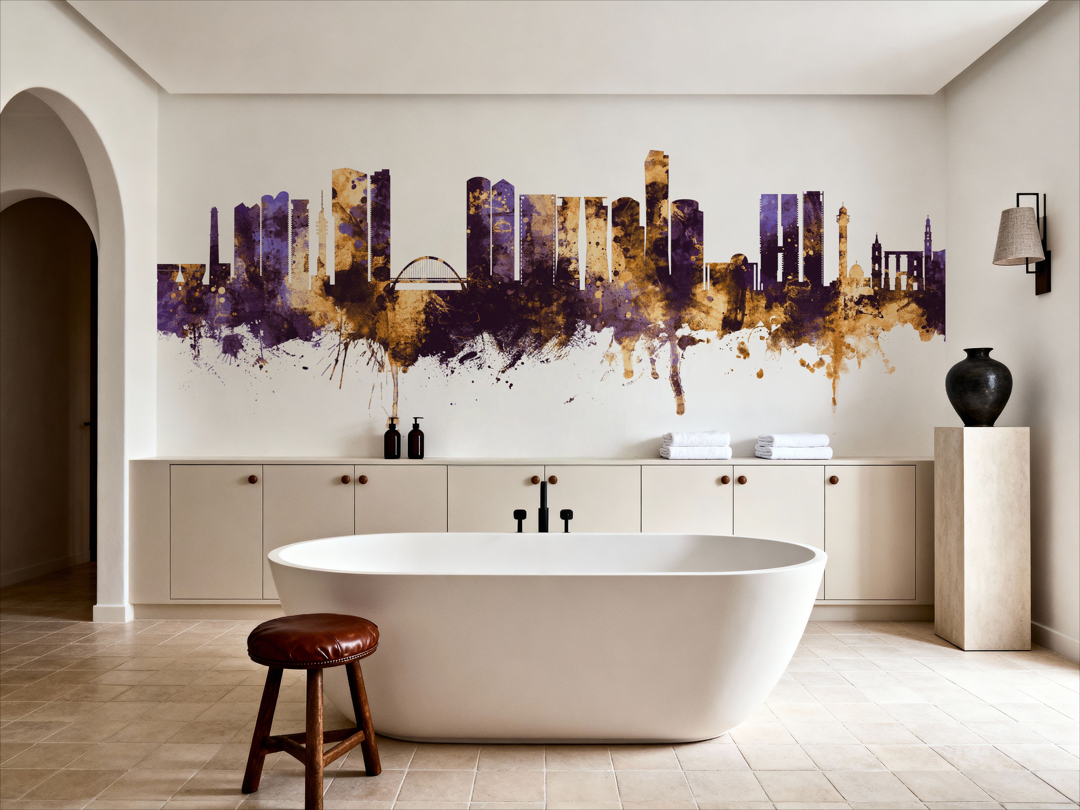 Tel Aviv Skyline Purple & Bronze