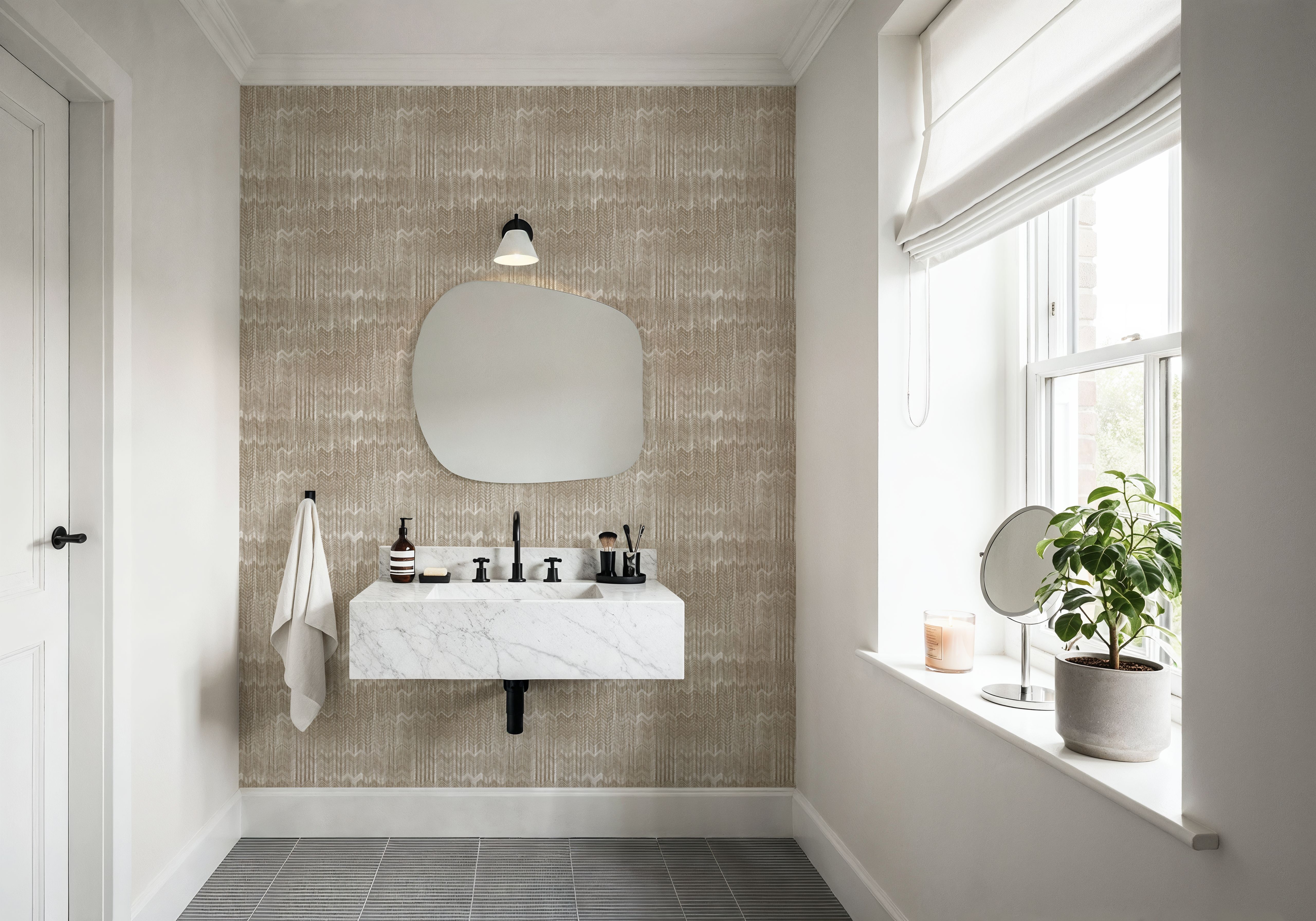 Staggered Zig-Zag, Ecru