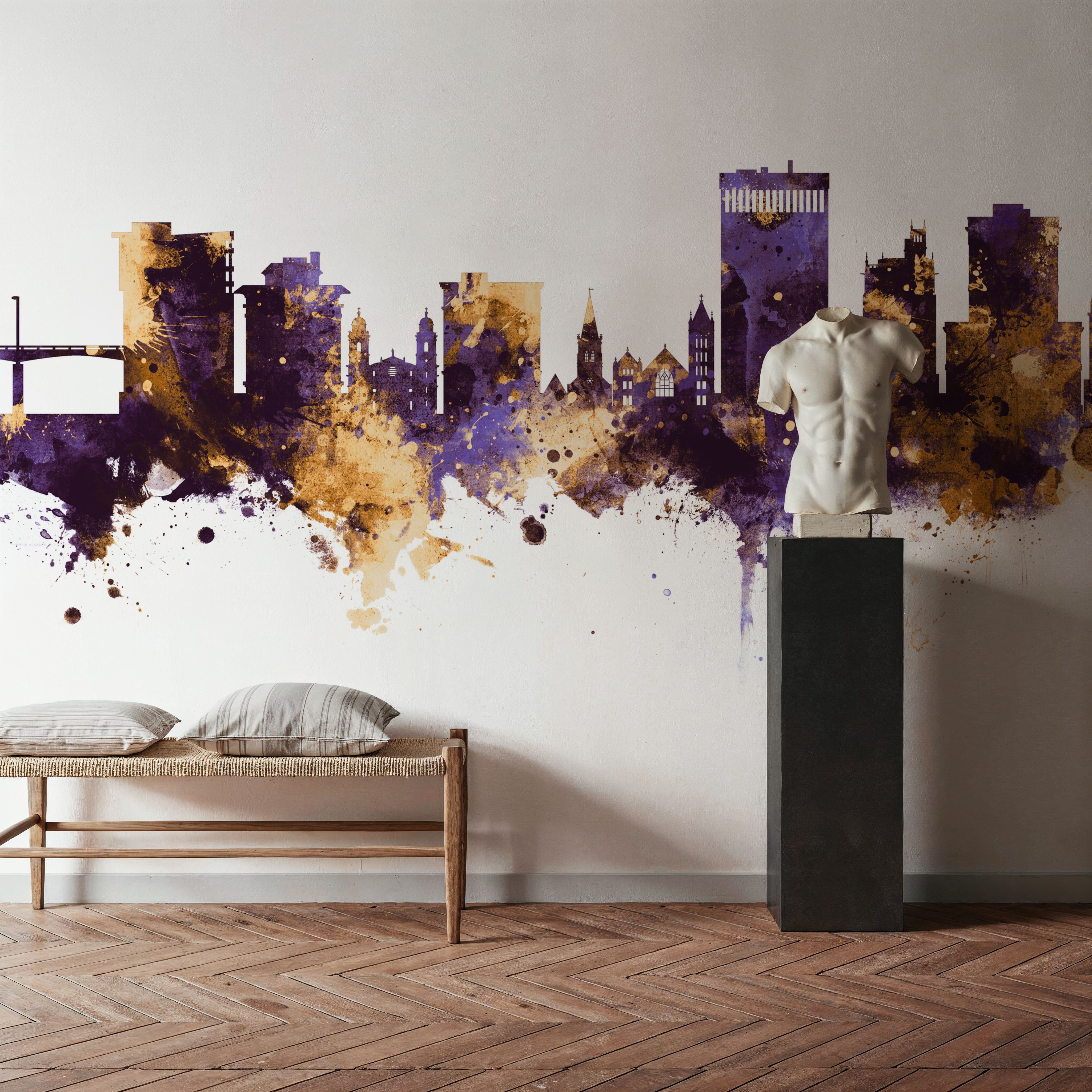 Asheville North Carolina Skyline Purple & Gold