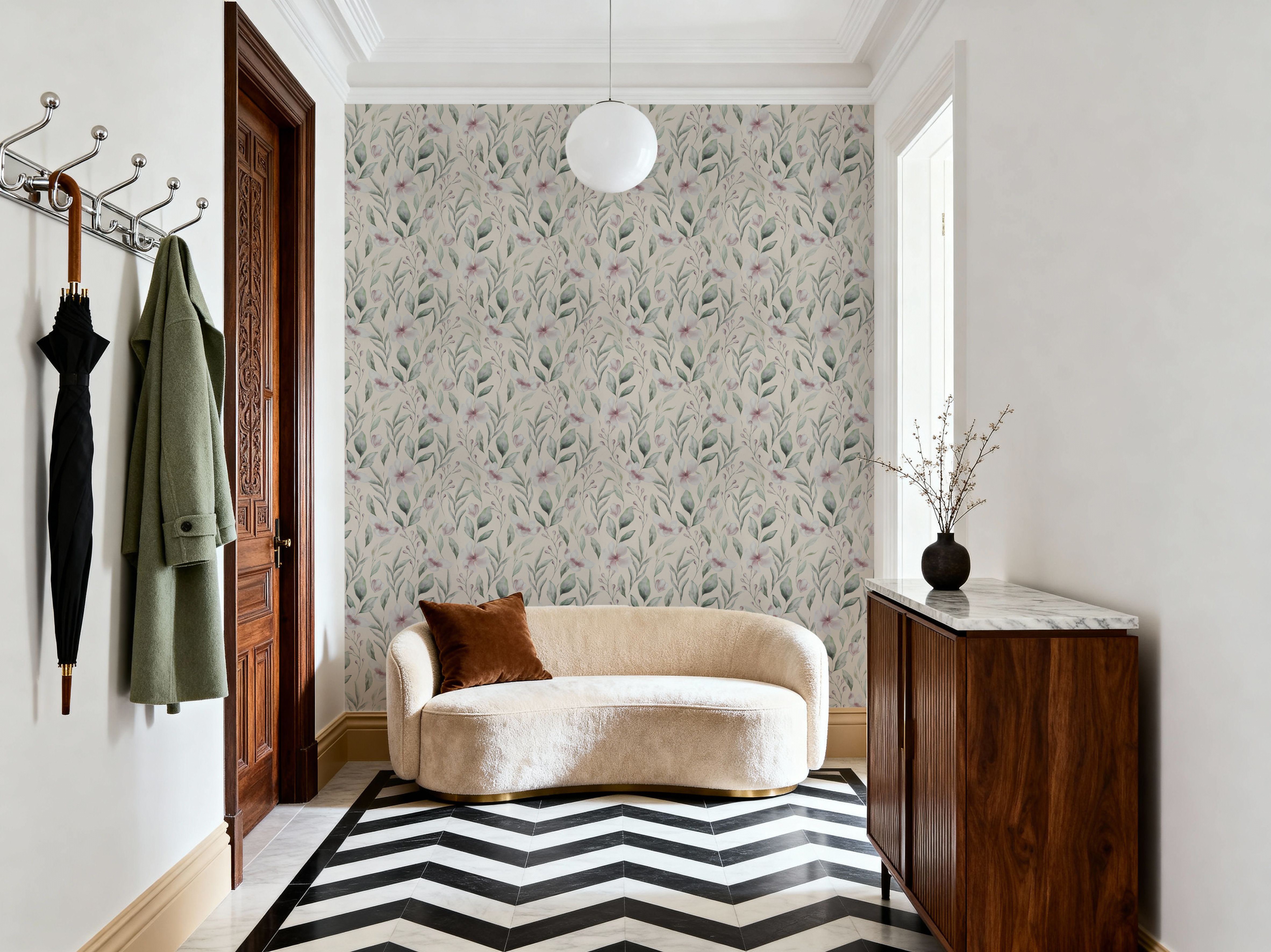 Twigs And Anemones Beige