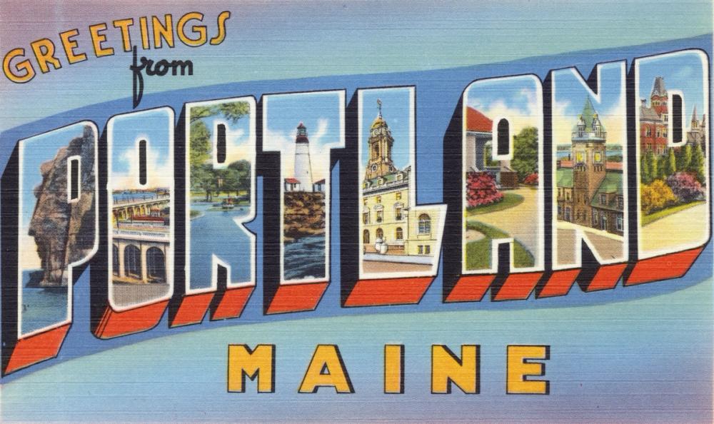 Greetings from Portland MA. - Screenprint Postcard