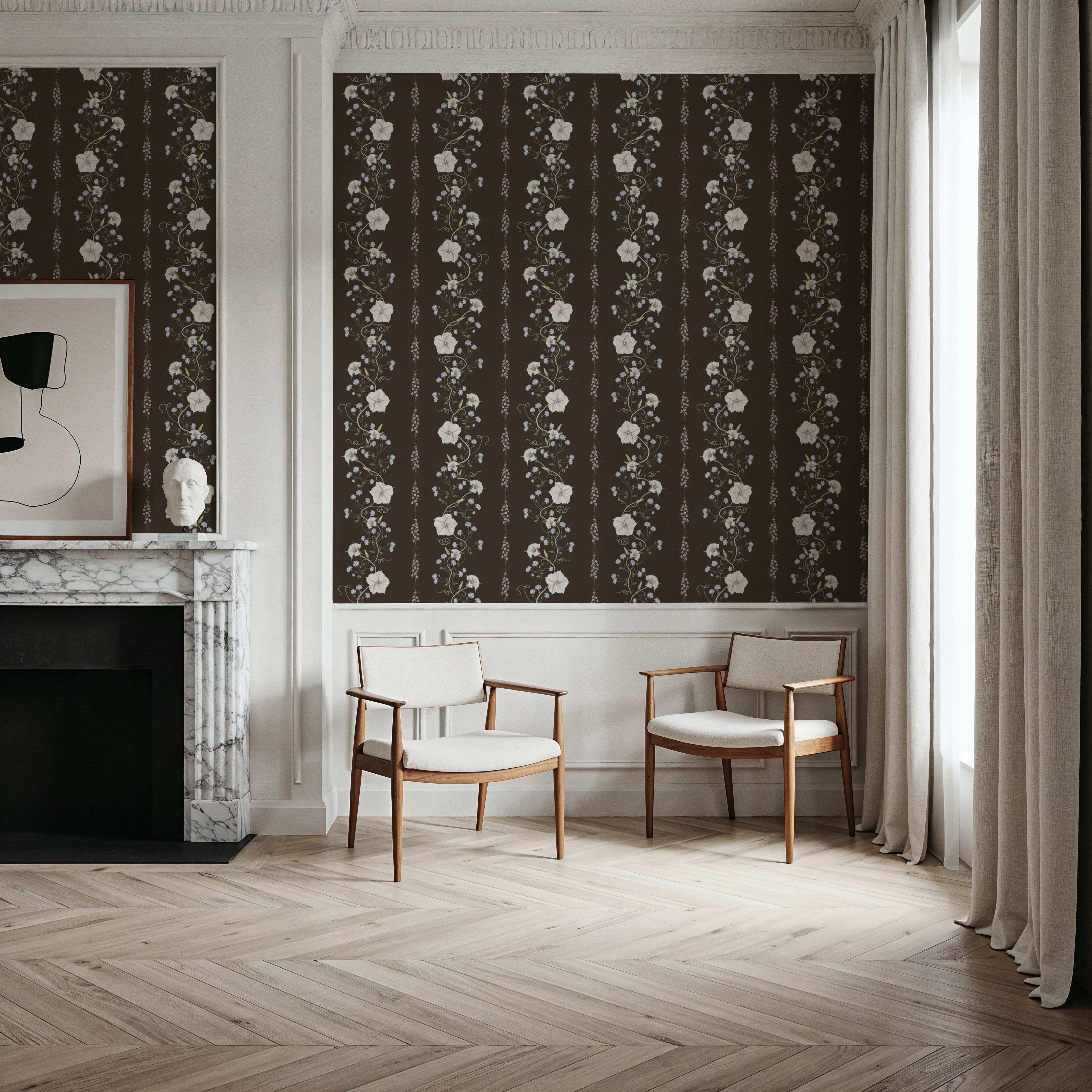 Trailing Flower Stripe, Walnut