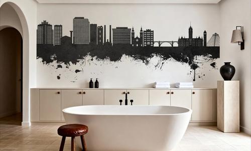 Spokane Washington Skyline Black & White