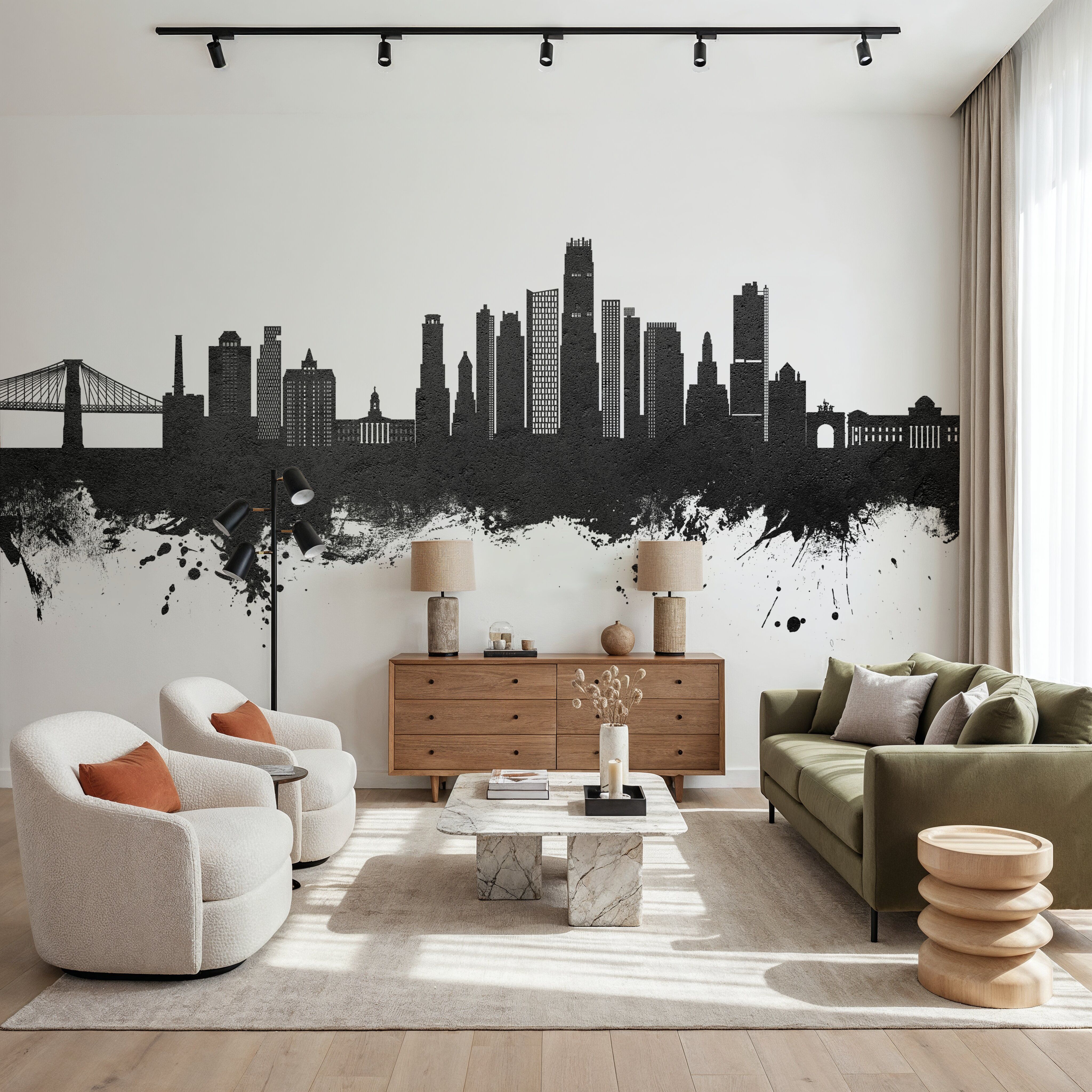 Brooklyn New York Skyline Black & White